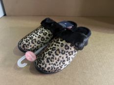 12 X BRAND NEW TOTES HEELED MULE ANIMAL/BLACK SLIPPERS PRICE MARKED £20 EACH IN VARIOUS SIZES R15