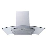 (AF121) New Prima 60cm Stainless Steel Curved Glass Chimney Hood. RRP £125.45.