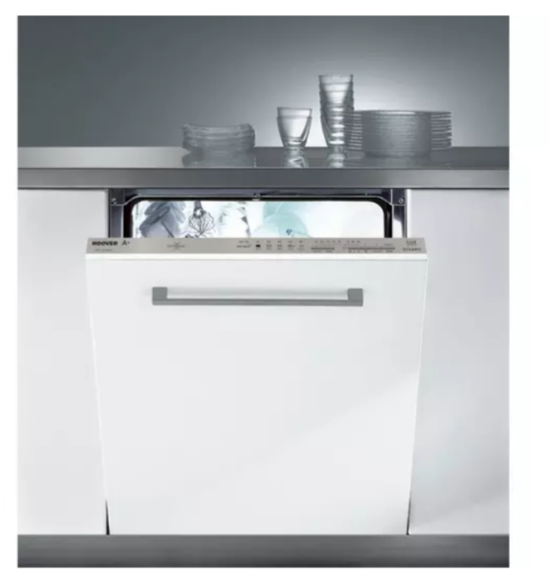 (AG30) New HOOVER H-DISH 300 HDI 1LO38S-80/T Full-size Fully Integrated NFC Dishwasher. RRP £329.00.