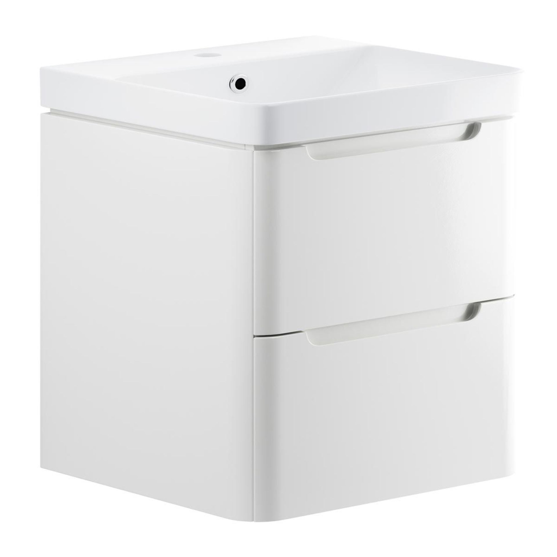 NEW AND BOXED 500MM Lambra Wall Hung Vanity Unit. RRP £402.98. WHITE GLOSS, BASIN INCLUDED.