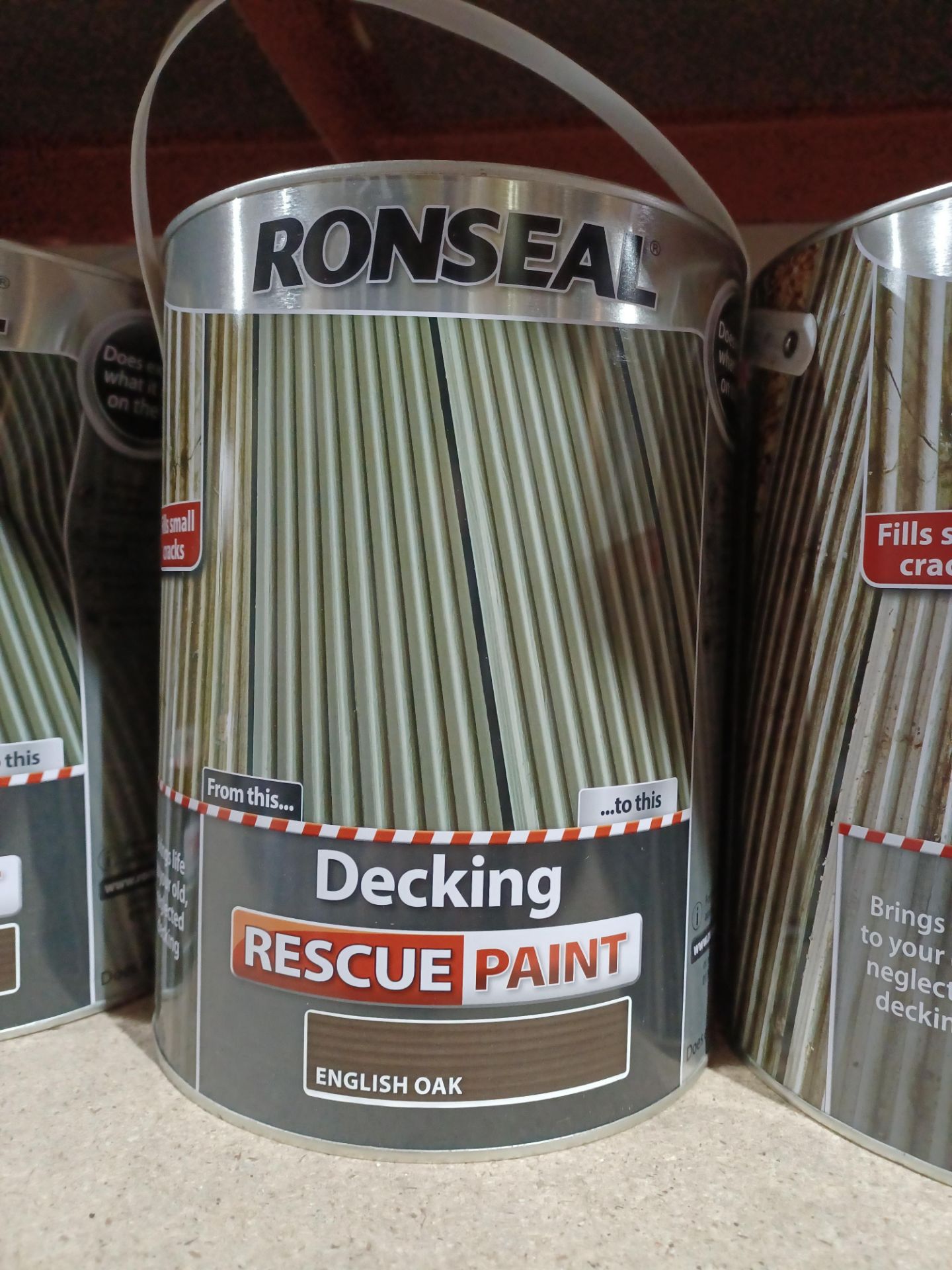 7 X ROSNEAL ENGLISH OAK DECKING RESCUE PAINT 5L - PCK