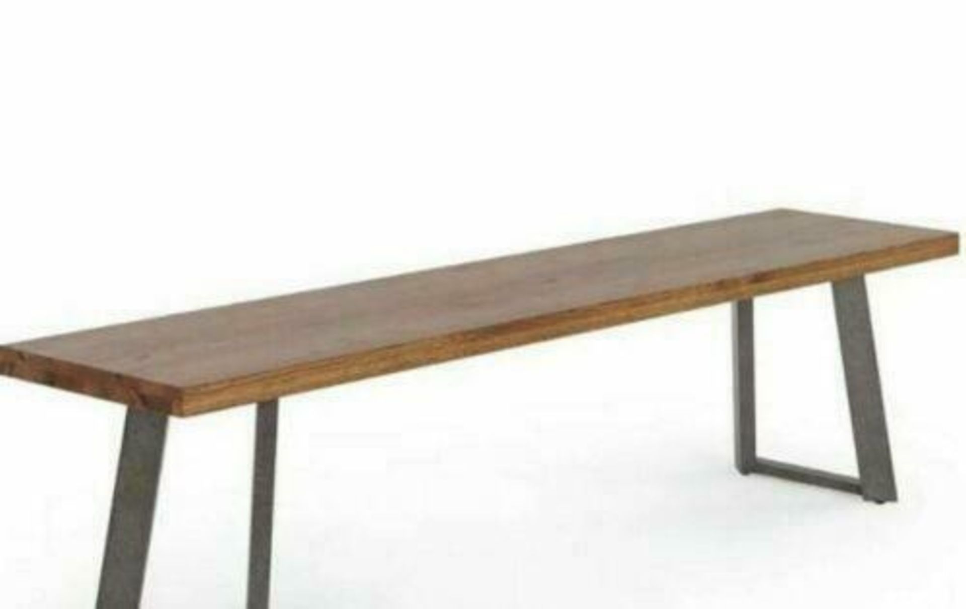 New Boxed - Cantilever Rustic Solid Oak & Metal Bench. 180cm Long. RRP £330 EACH. (ROW17) For a more
