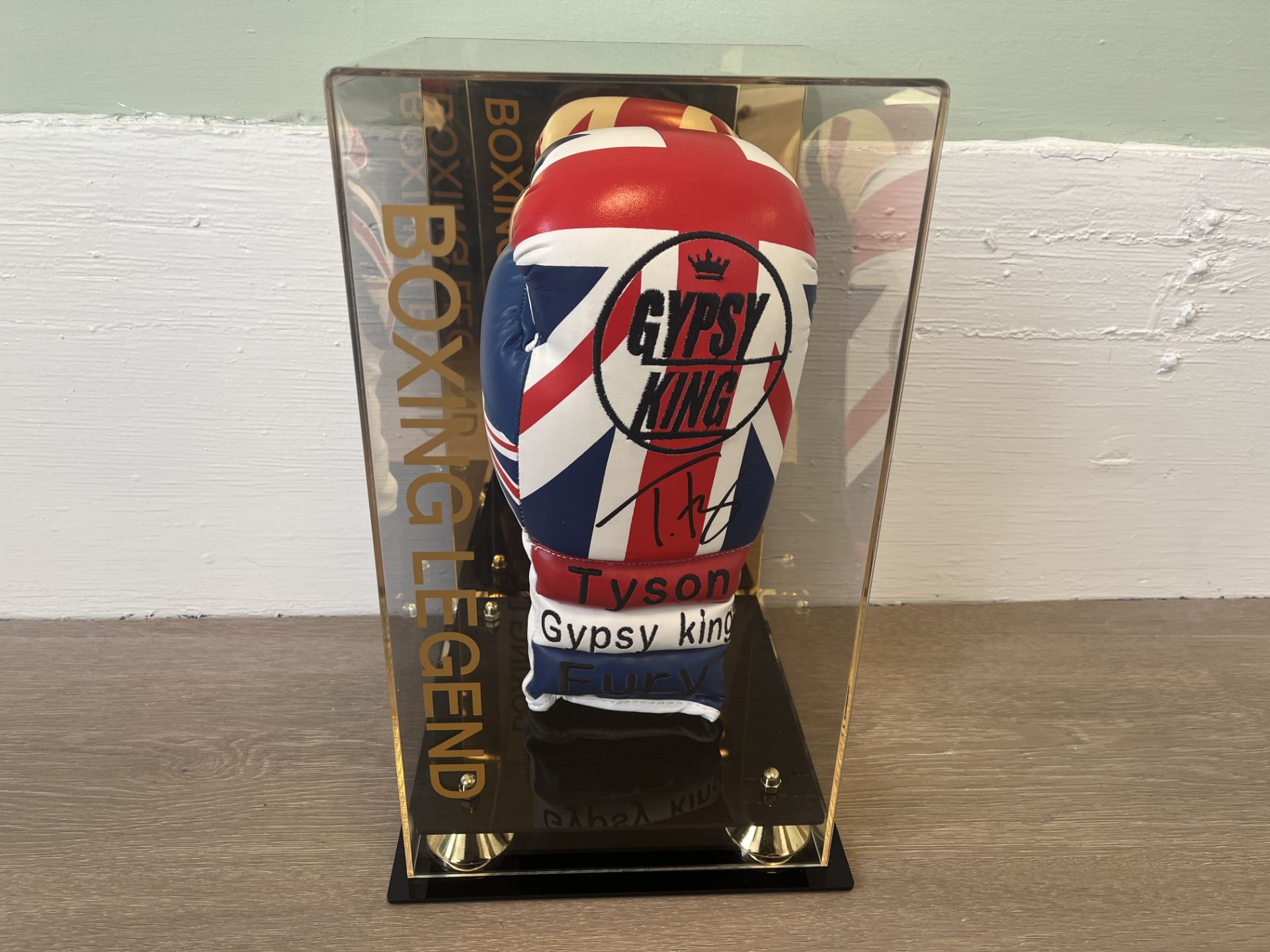 FRAMED & PERSONALLY SIGNED UNION JACK BOXING 'GYPSY KING' GLOVE BY TYSON FURY