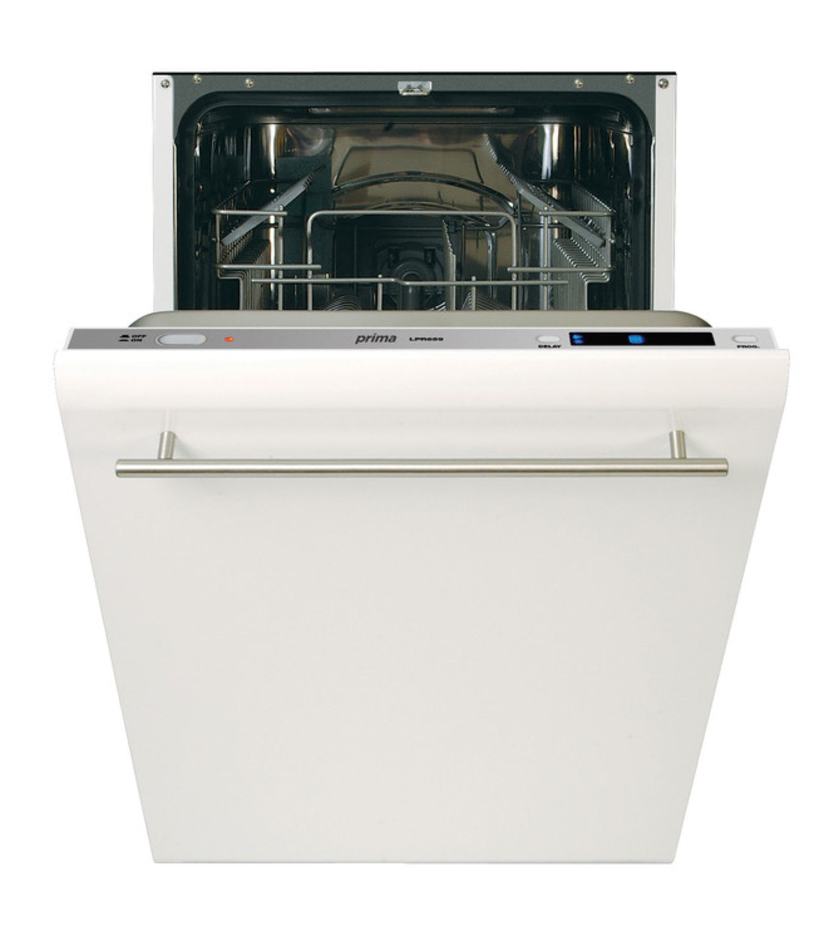 (AG32) New Prima PRDW300 Slimline 45cm 10 Places Integrated Dishwasher White. RRP £333.00. Digital