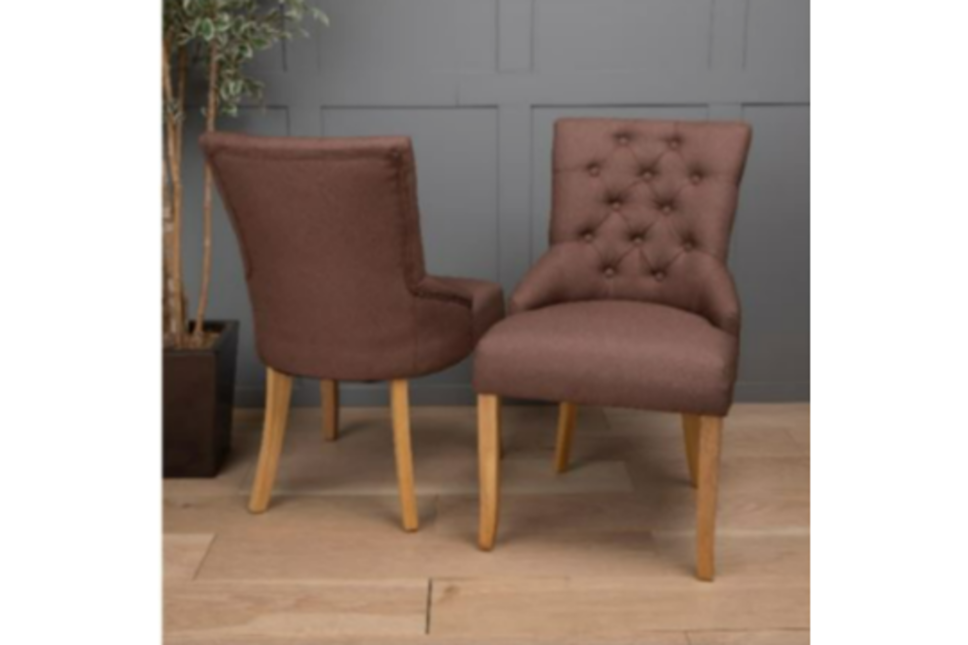 4 X BRAND NEW BOXED LUXURY CLASSIC ACCENT LINEN FABRIC DINING CHAIRS. BROWN. RRP £149.99 EACH. (