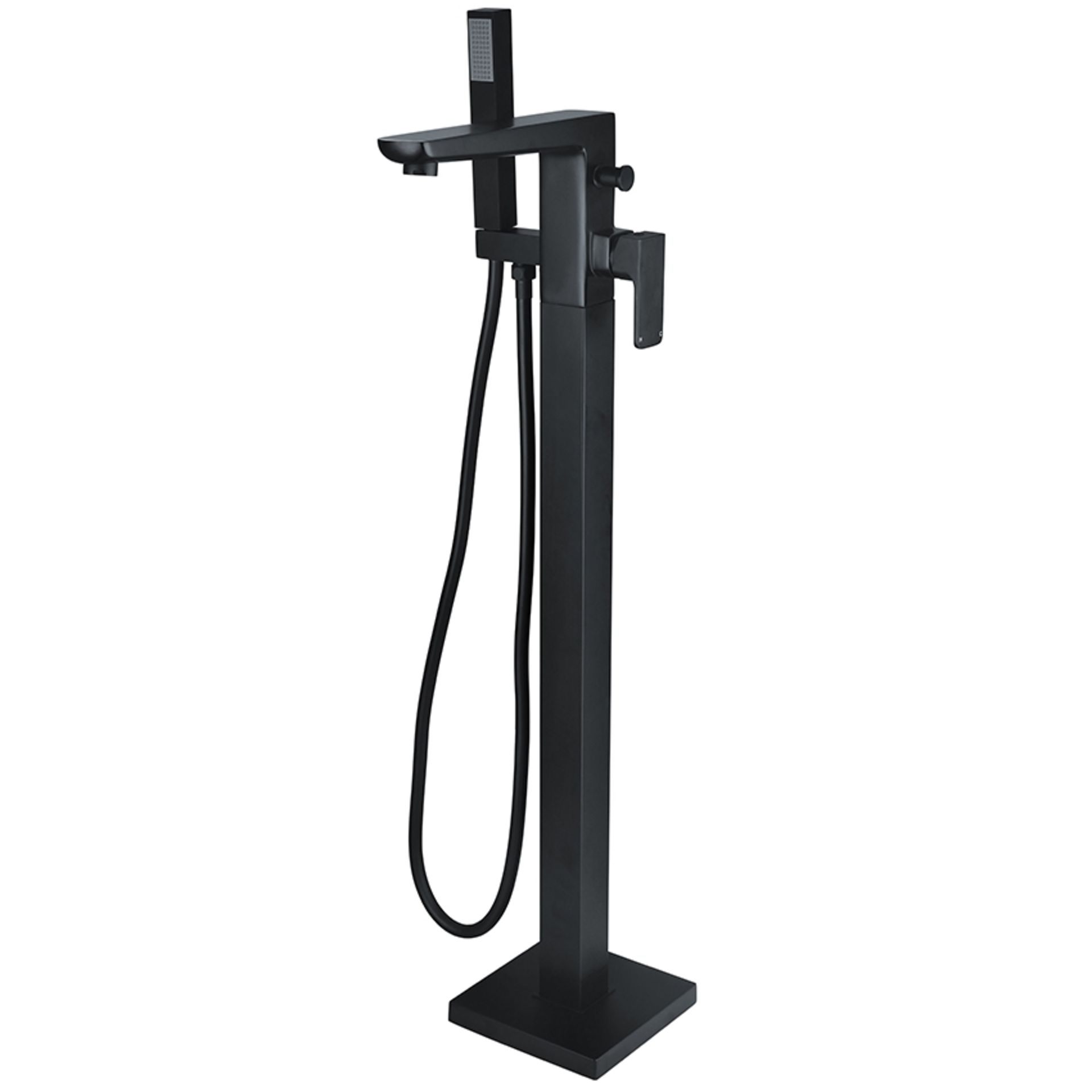 NEW & BOXED Manhattan Matt Black Freestanding Bath Shower Mixer Tap - Modern Square Design. RRP £