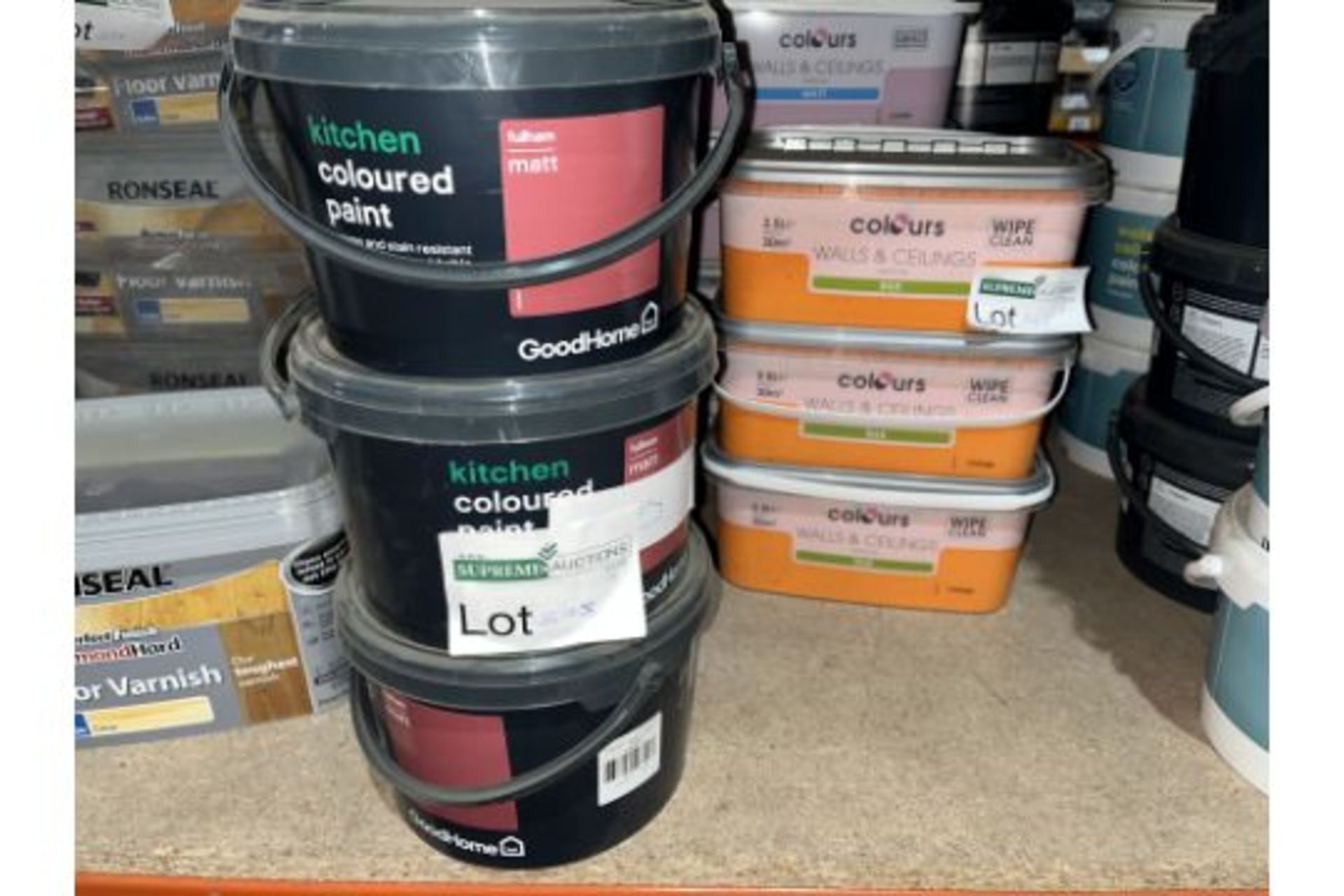 16 PIECE MIXED PAINT LOT INCLUDING GOODHOME AND MATT WALL PAINT PCK