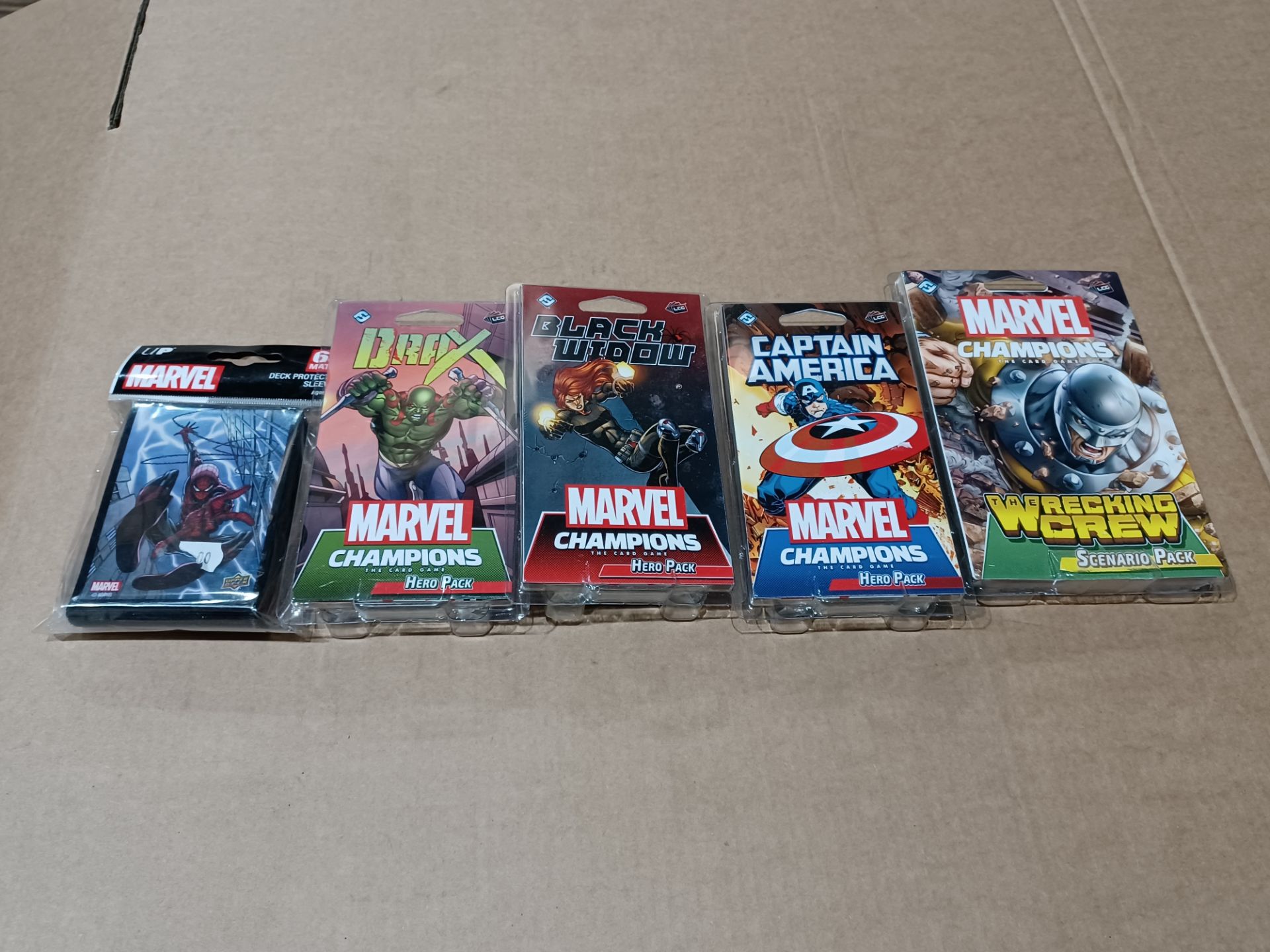 8 X ASSORTED MARVEL CHAMPIONS CARD GAME HERO PACKS & PROTECTOR SLEEVES RRP CIRCA TOTAL £120.00 -