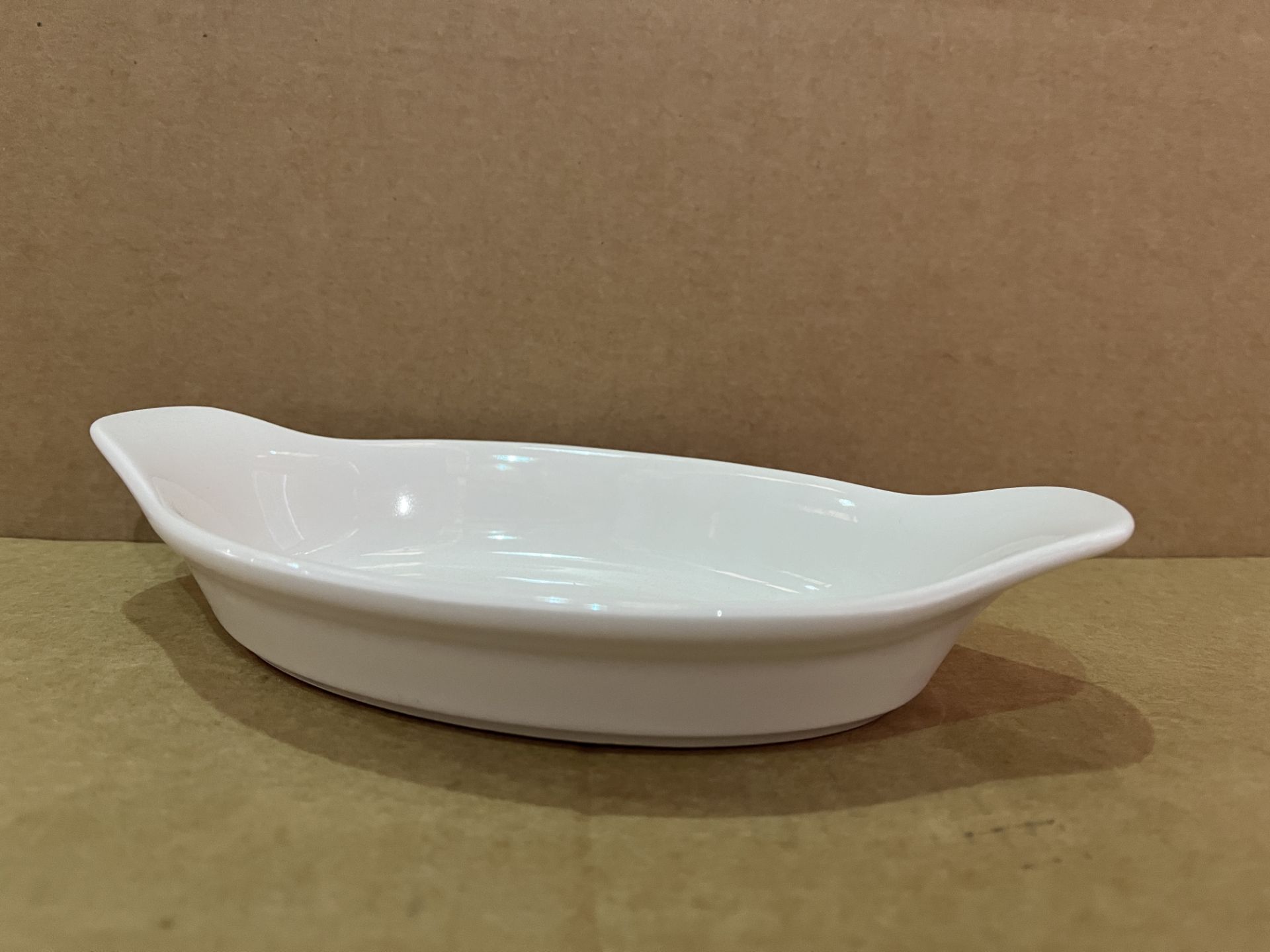 9 X BRAND NEW PACKS OF 6 CHURCHILL COOKWARE WHITE OVAL EARED DISHES 11.3 X 20.5CM RRP £55 PER PACK