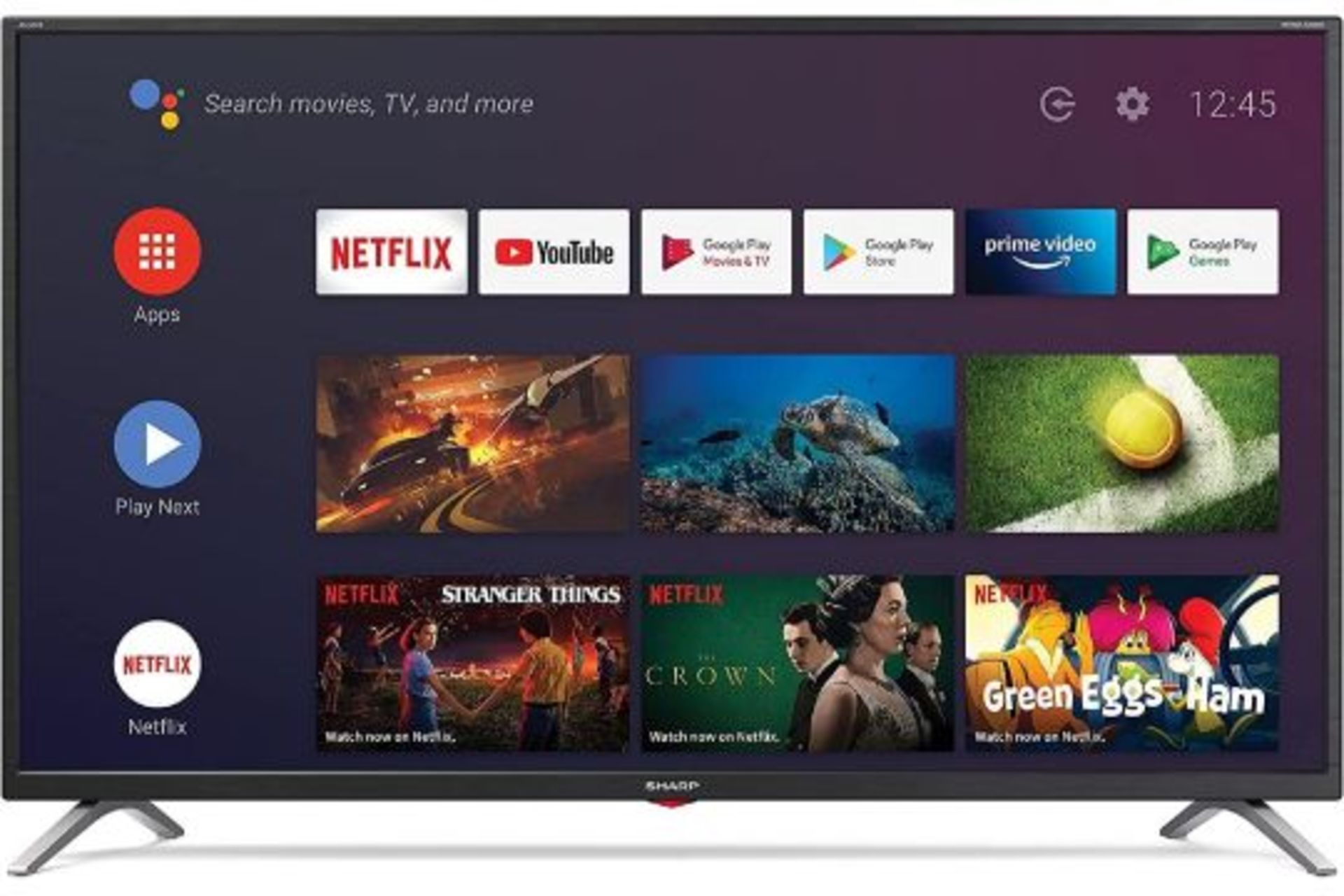 Brand new Sharp 42" FHD LED Smart Android TV Netflix Prime Freeview HD Chromecast built in Google