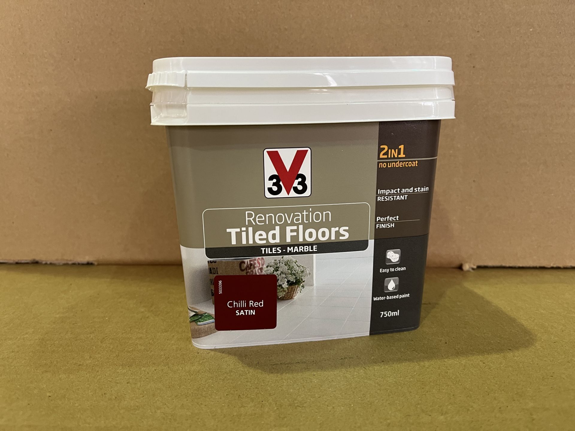 25 X BRAND NEW RENOVATION CHILLI RED SATIN FLOOR TILE PAINT 2L RRP £21 EACH R15