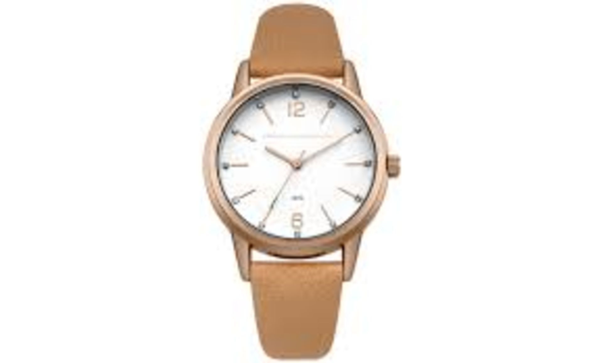 BRAND NEW FCUK TAN STRAP WHITE DIAL FASHION WATCH RRP £90