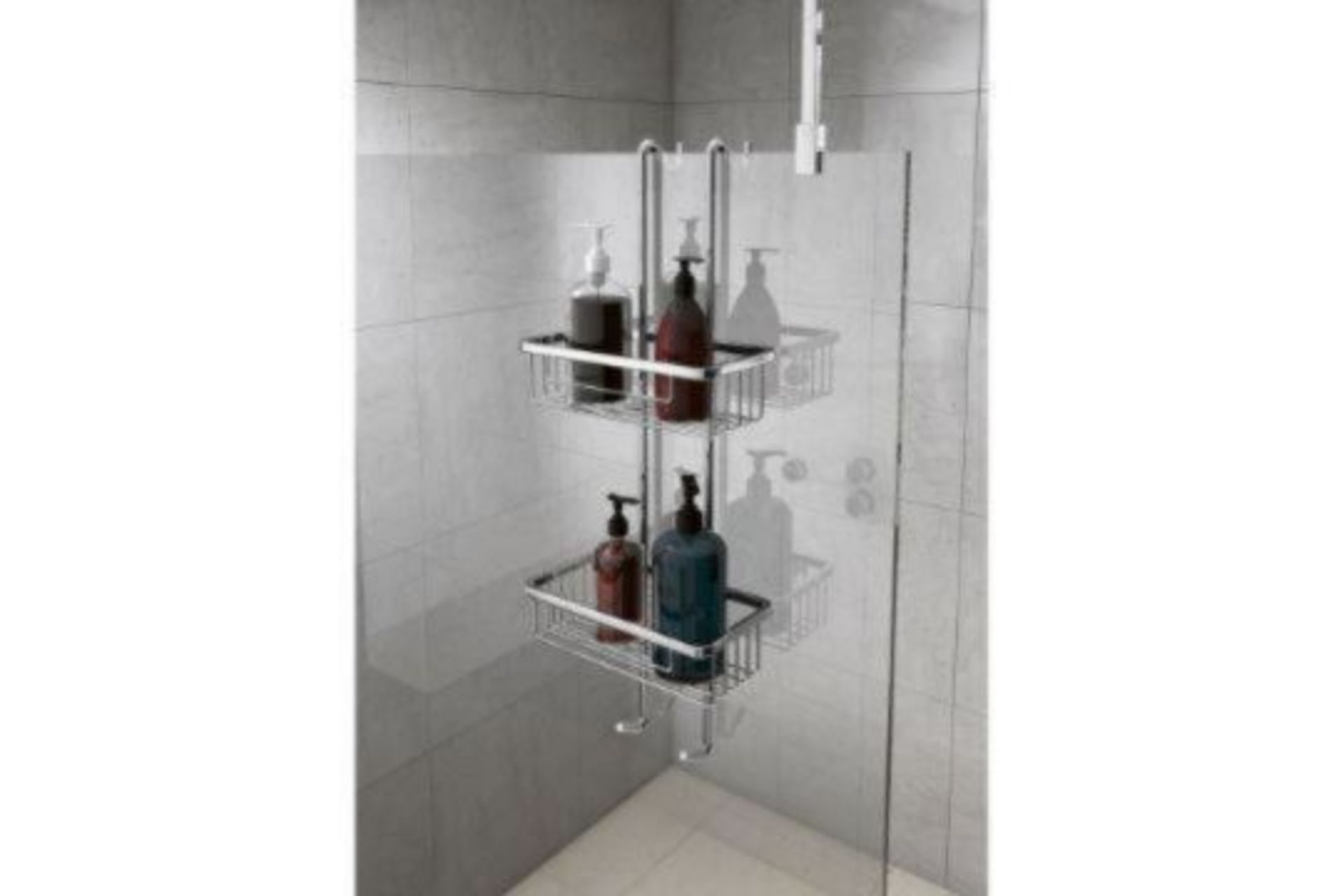 BRAND NEW CHROME DOUBLE WIRE RECTANGULAR SHOWER TIDY RRP £249 PW