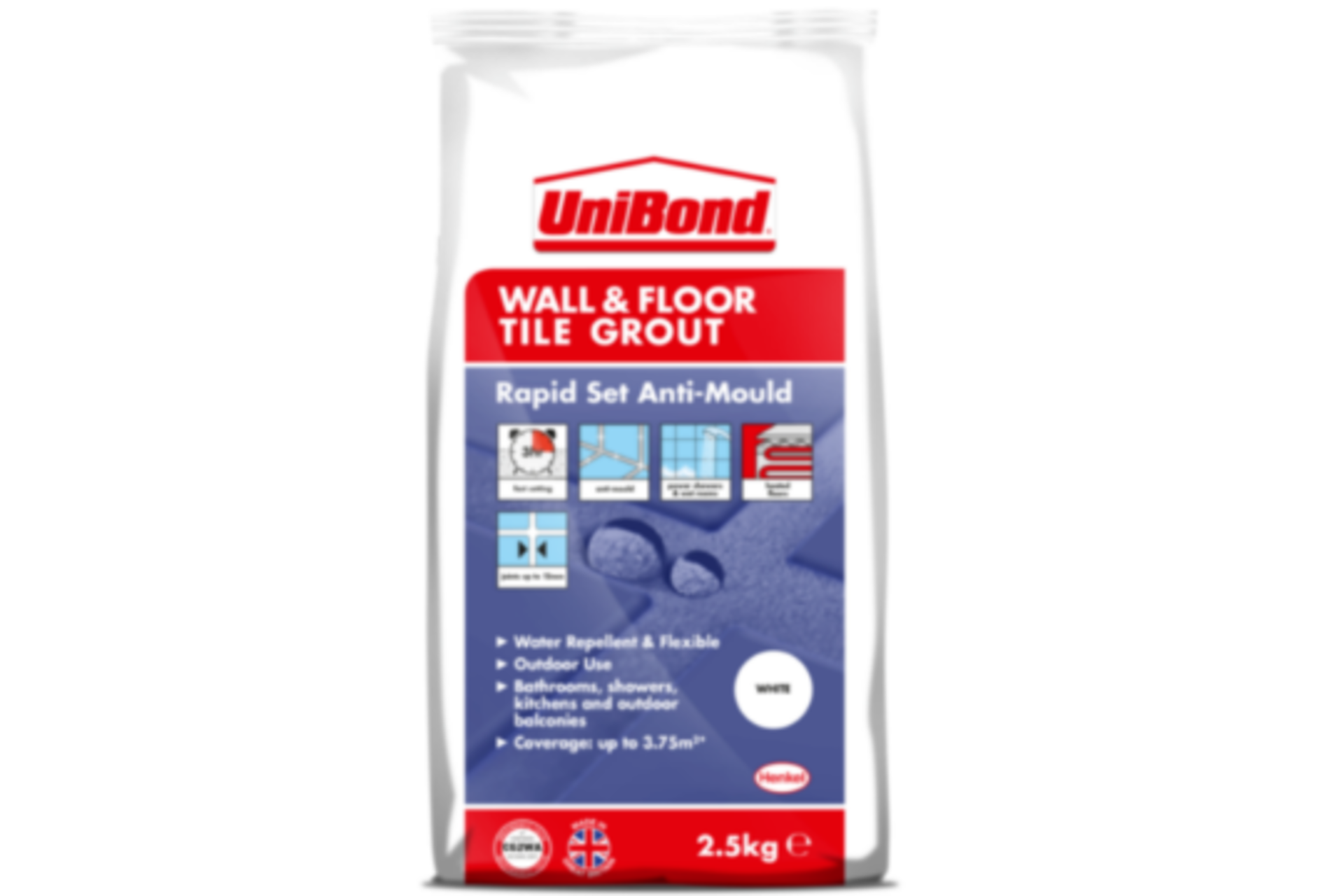 PALLET TO CONTAIN 240 X 2.5KG BAGS OF UNIBOND WALL & FLOOR TILE GROUT. WATER REPELLENT & FLEXIBLE.