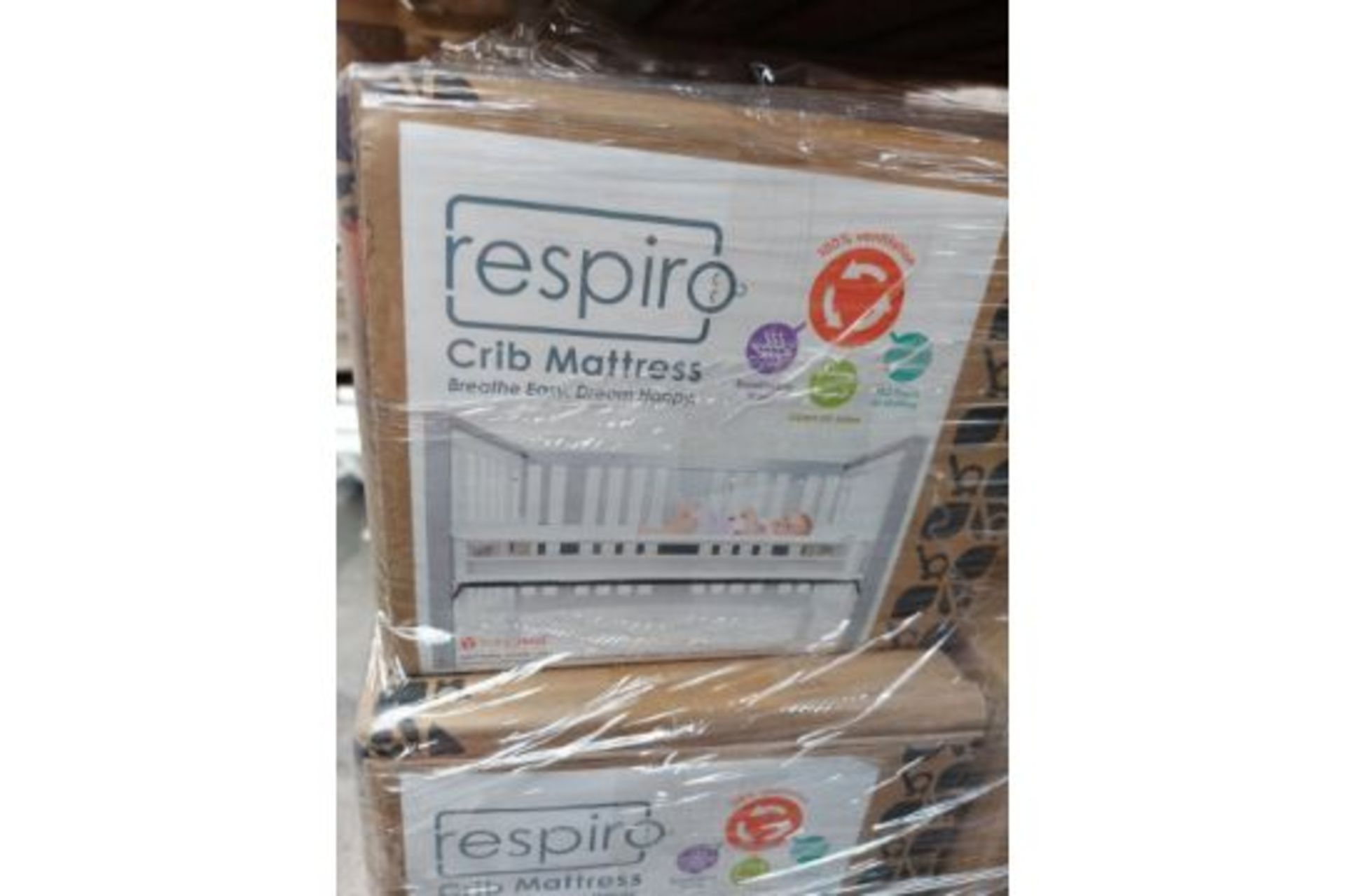 PALLET OF 20 x Brand New Boxed - Baby Trend Respiro Cot Mattress Breathable mesh and Open Air Sides.