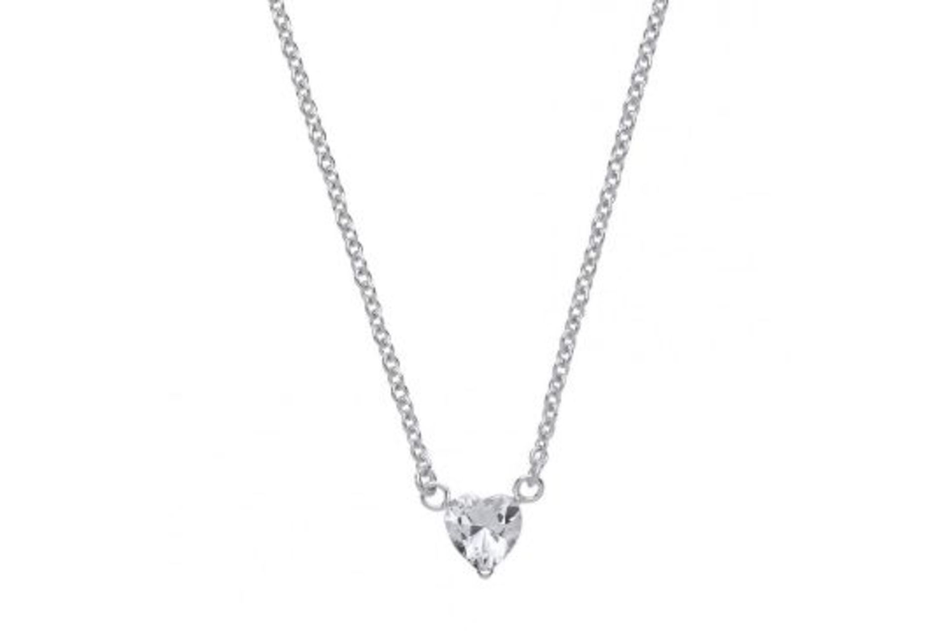 TRADE LOT 200 x NEW PACKAGED - White Cubic Zirconia Claw Set Heart Shaped Pendant With Necklace. RRP