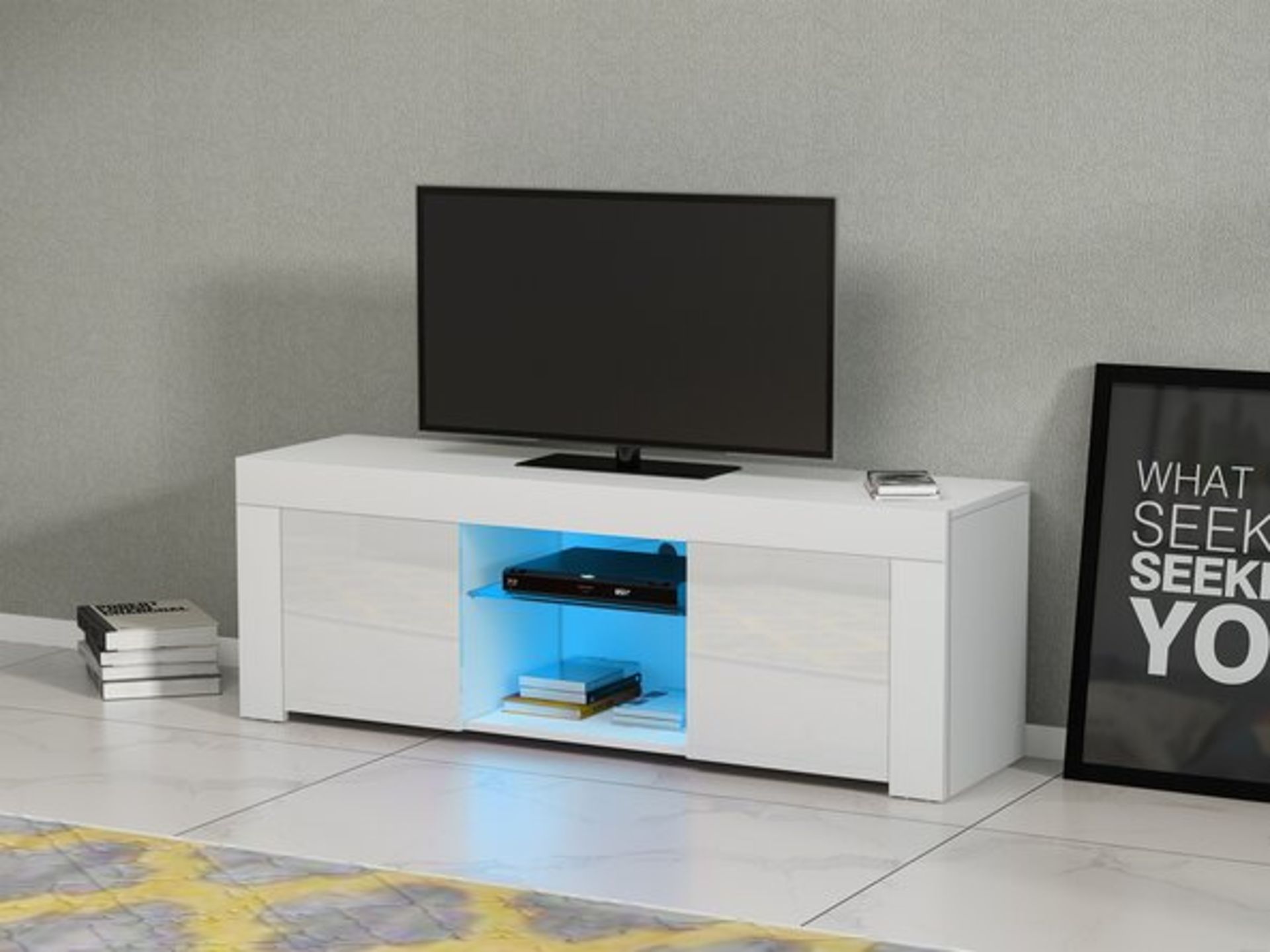 Ivy Bronx LED TV Stand High Gloss 120CM TV Stands Cabinet Units RRP 189.99 (WAY1)