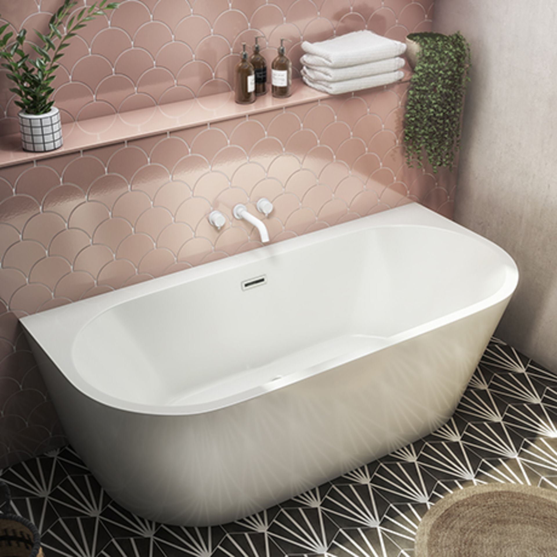 NEW (Z50) 1800x850mm Curved D Shape Bath. RRP £660.00. This bath is also double ended,