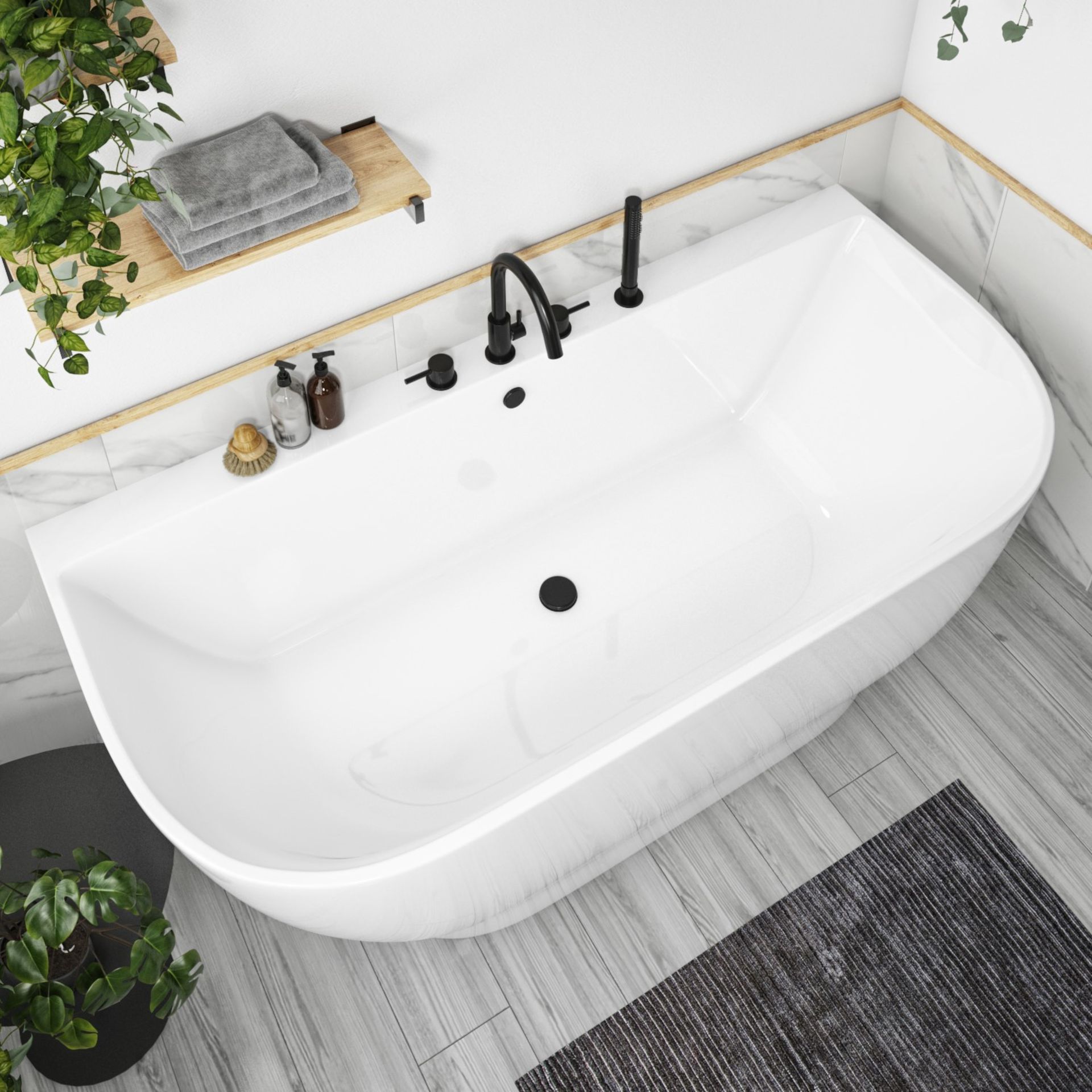 NEW (Z50) 1800x850mm Curved D Shape Bath. RRP £660.00. This bath is also double ended, this