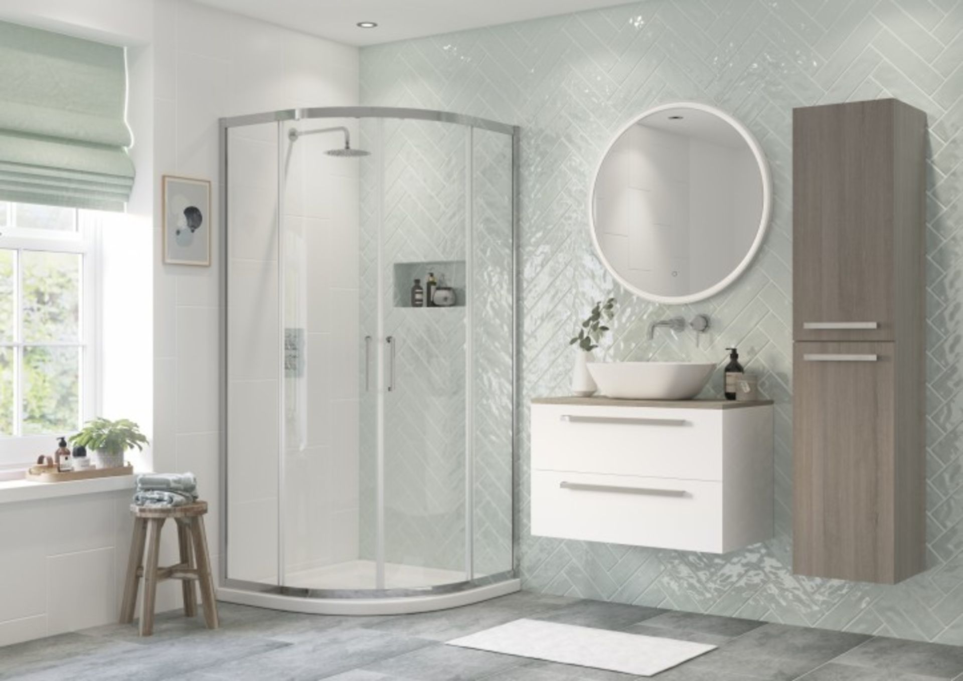 (AX11) New 6MM FRAMED 900X900MM QUADRANT 2 DOOR SHOWER ENCLOSURE. RRP £550.00.