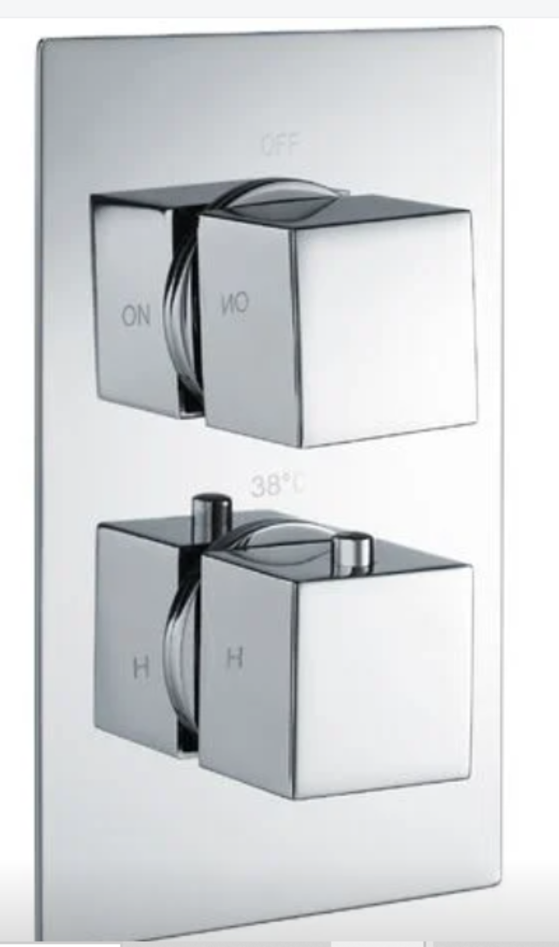 (EE26) New Thermostatic Concealed Shower Mixer Valve Square Control One Outlet Chrome Brass. RRP £