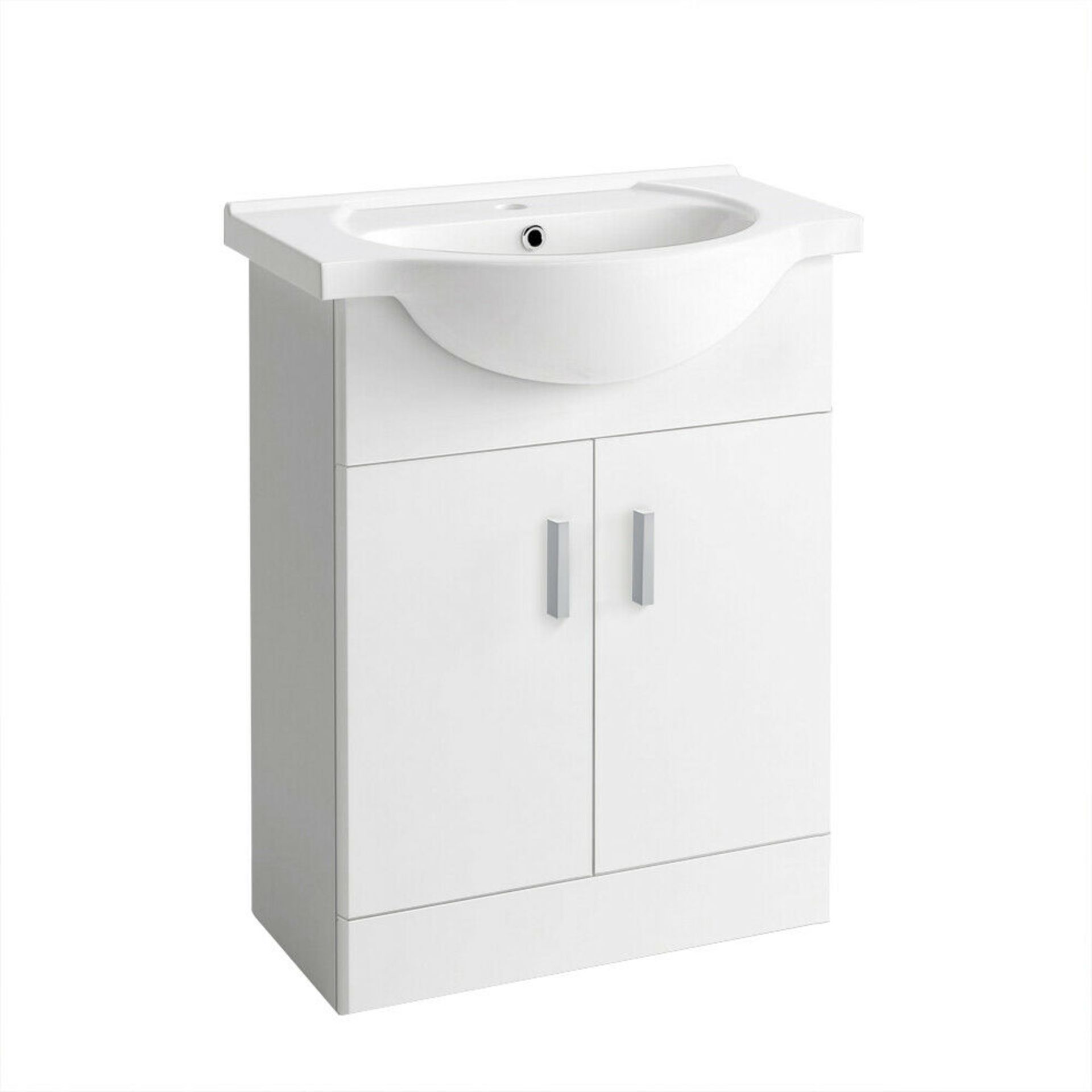(AX20) New 550mm Bathroom Vanity Unit Basin 2 Doors Storage Cabinet Furniture Gloss White.