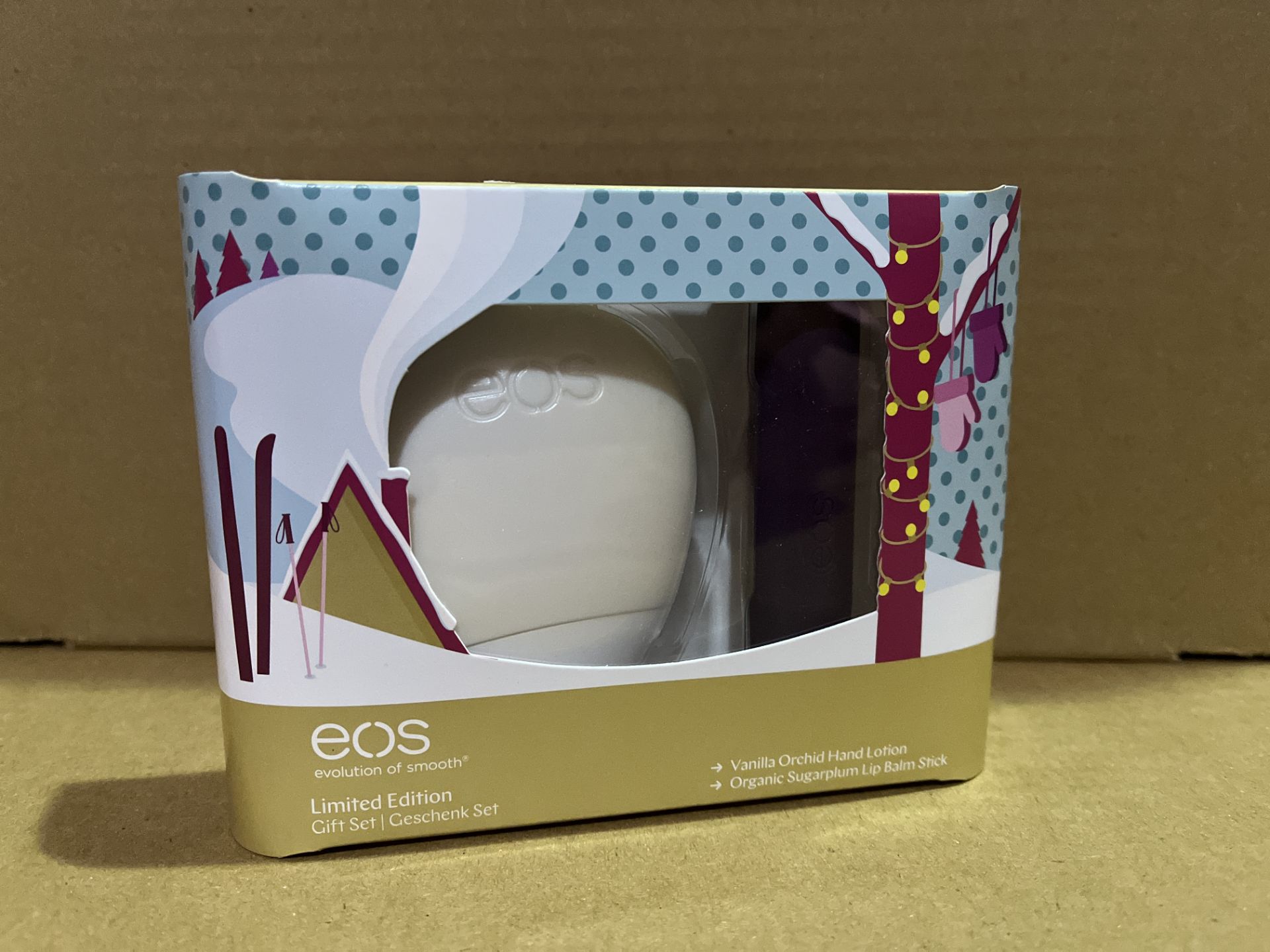 48 X BRAND NEW EOS LIMITED EDITION GIFT SET WITH VANILLA ORCHID HAND LOTION AND ORGANIC SUGARPLUM