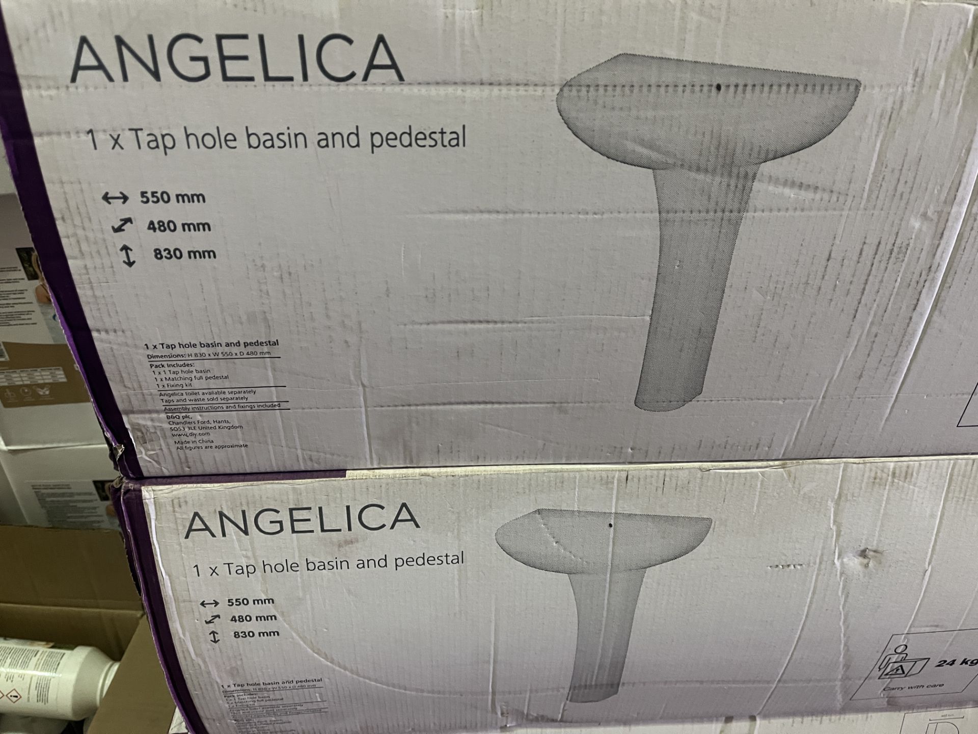 2 X BRAND NEW COOKE AND LEWIS ANGELICA CURVED FULL PEDESTAL BASINS RRP £120 R1