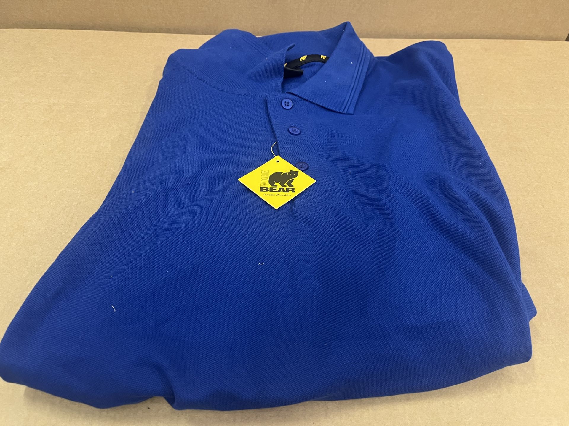 50 X BRAND NEW BEAR WEAR WORKWEAR PREMIUM BLUE POLO TOPS SIZE XXL S2