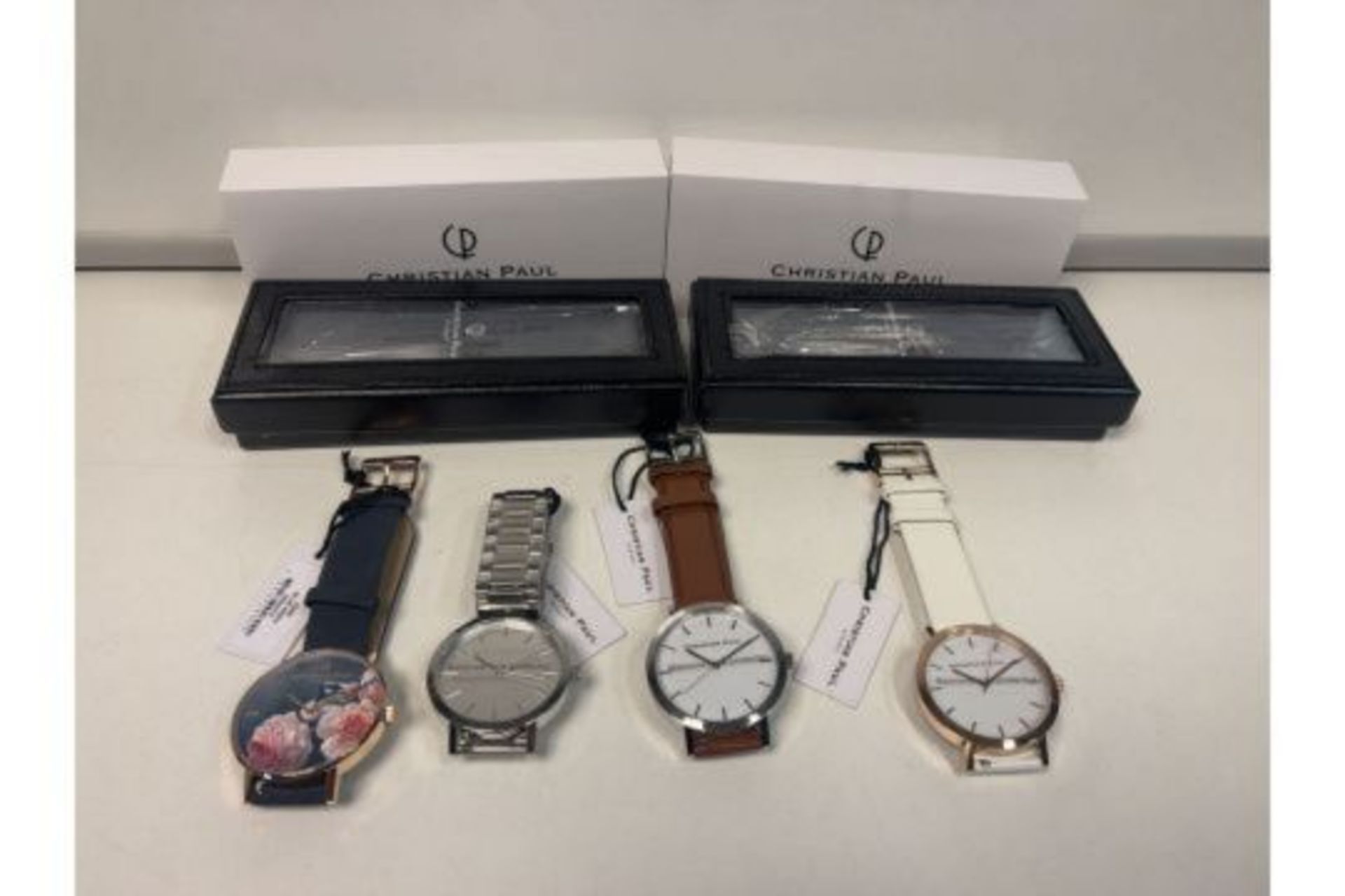 4 X BRAND NEW CHRISTIAN PAUL LUXURY WATCHES IN VARIOUS DESIGNS RRP £99-129 EACH OFF