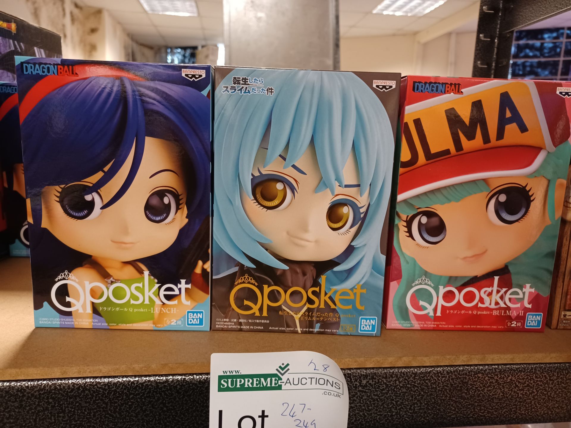 5 X ASSORTED QPOSKET COLLECTIBLE FIGURES MAY INCLUDE DRAGONBALL -Z BULMA, LUNCH, AND MORE - EBR