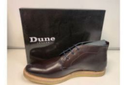 DUNE LONDON DARK BROWN LEATHER CREPE SOLE CHUKKA BOOTS SIZE 9 RRP £105