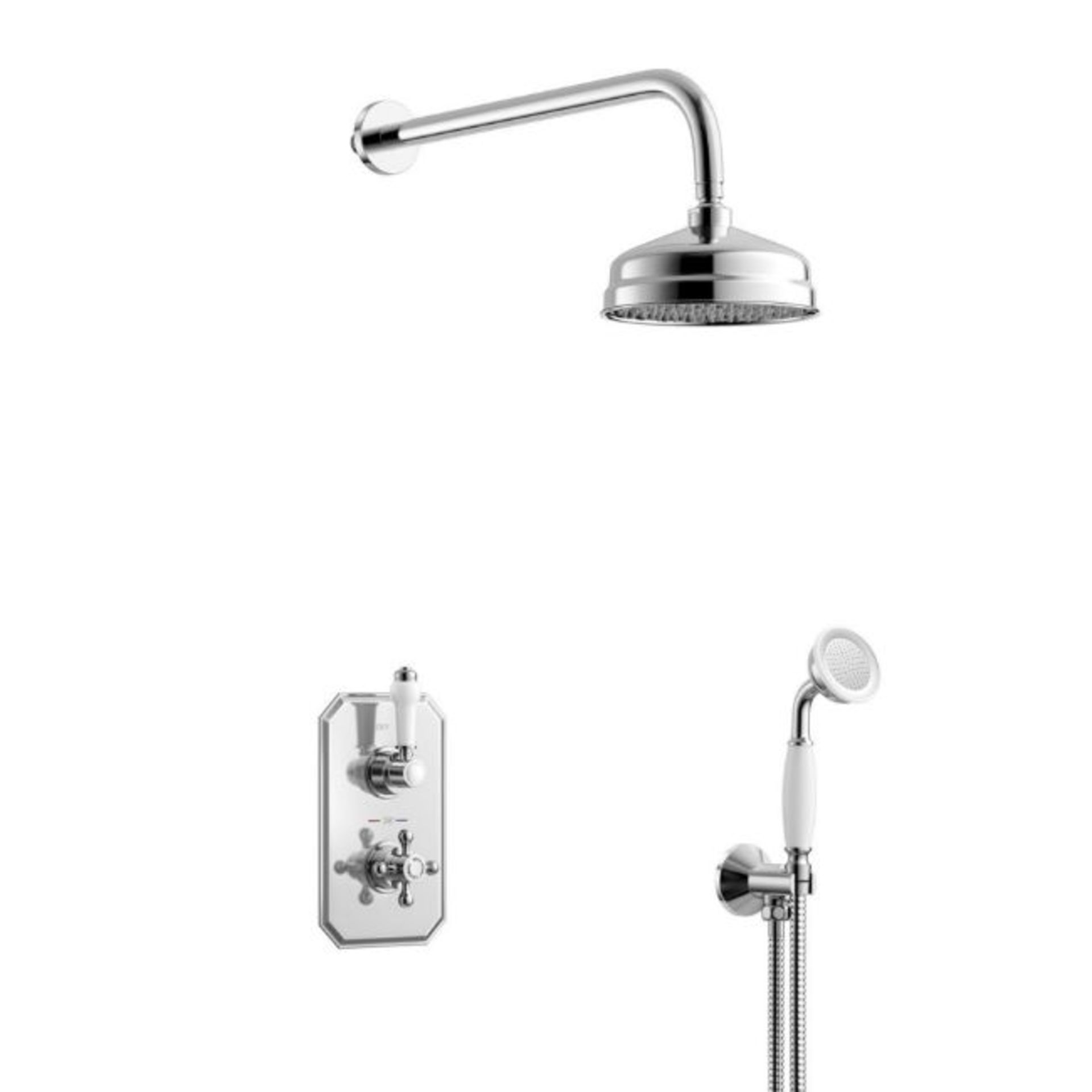 New & Boxed 150mm Traditional Stainless Steel Wall Mounted Head, Rail Kit. RRP £511.99.Ss2Wctrad01. - Image 2 of 2