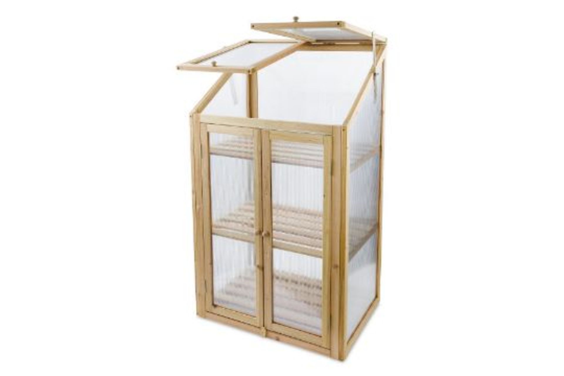 Natural Wooden Mini Greenhouse. Made from 100% sustainable fir wood, this Natural Wooden Mini - Image 2 of 3