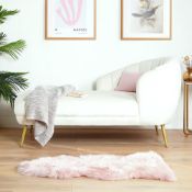 Cream Velvet Chaise Longue with Metal Legs. RRP £449.99. (REF323) (J/ST)Offering spacious,