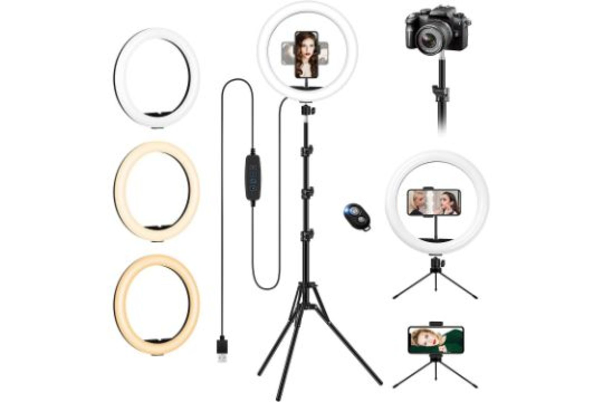 12 X BRAND NEW PROFESSIONAL RING LIGHTS WITH STAND FOR MEETINGS, VIDEO SHOOTING ETC R15