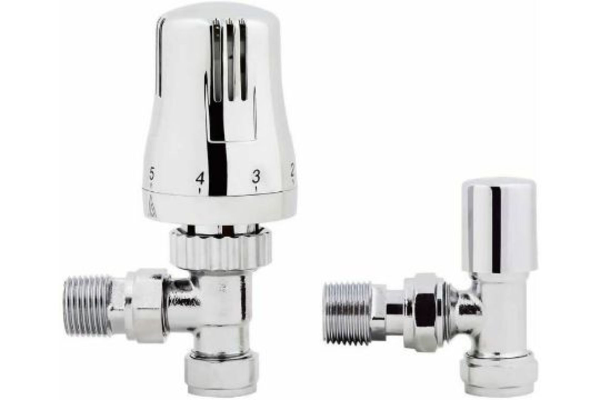 3 X Chrome Thermostatic Control Angled Designer Radiator Valves Pair 15mm ½" NEW. RA07A RRP £49.99