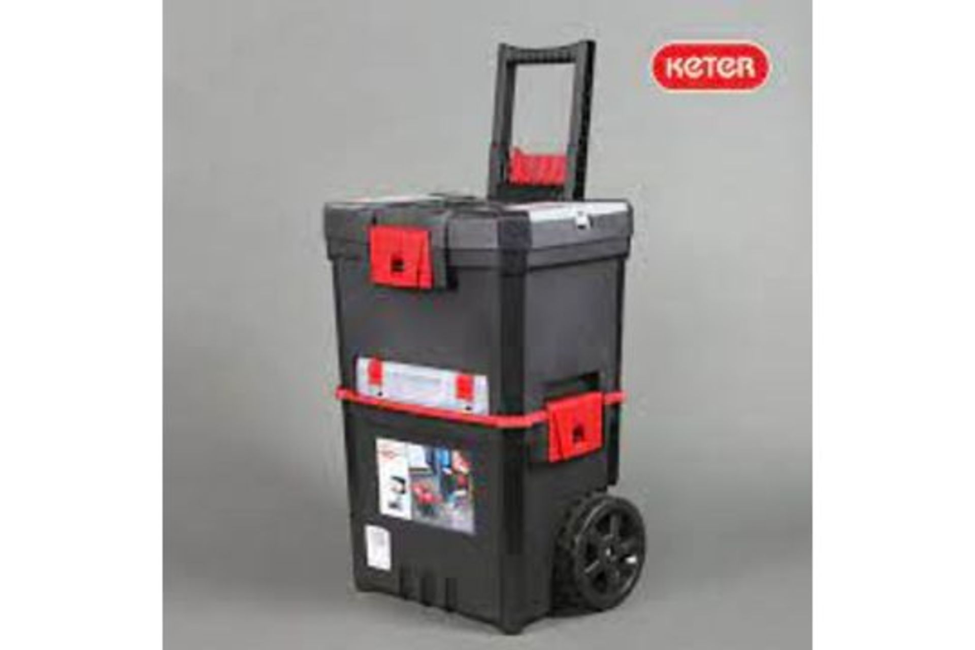 2 x NEW PACKAGED KETER MASTER CART 51.4L TOOLBOXES ON WHEELS