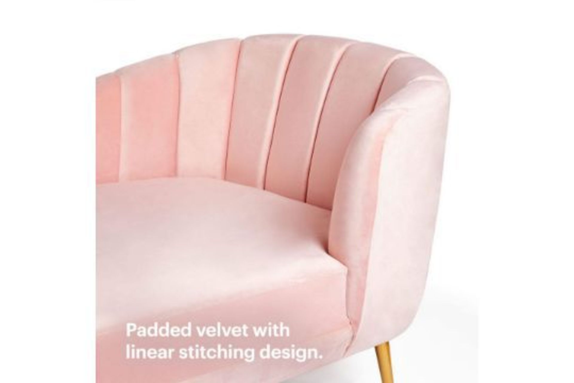 Pink Velvet Chaise Longue with Metal Legs. RRP £449.99. (REF322 J/ST) Introduce our Pink Chaise - Image 2 of 2