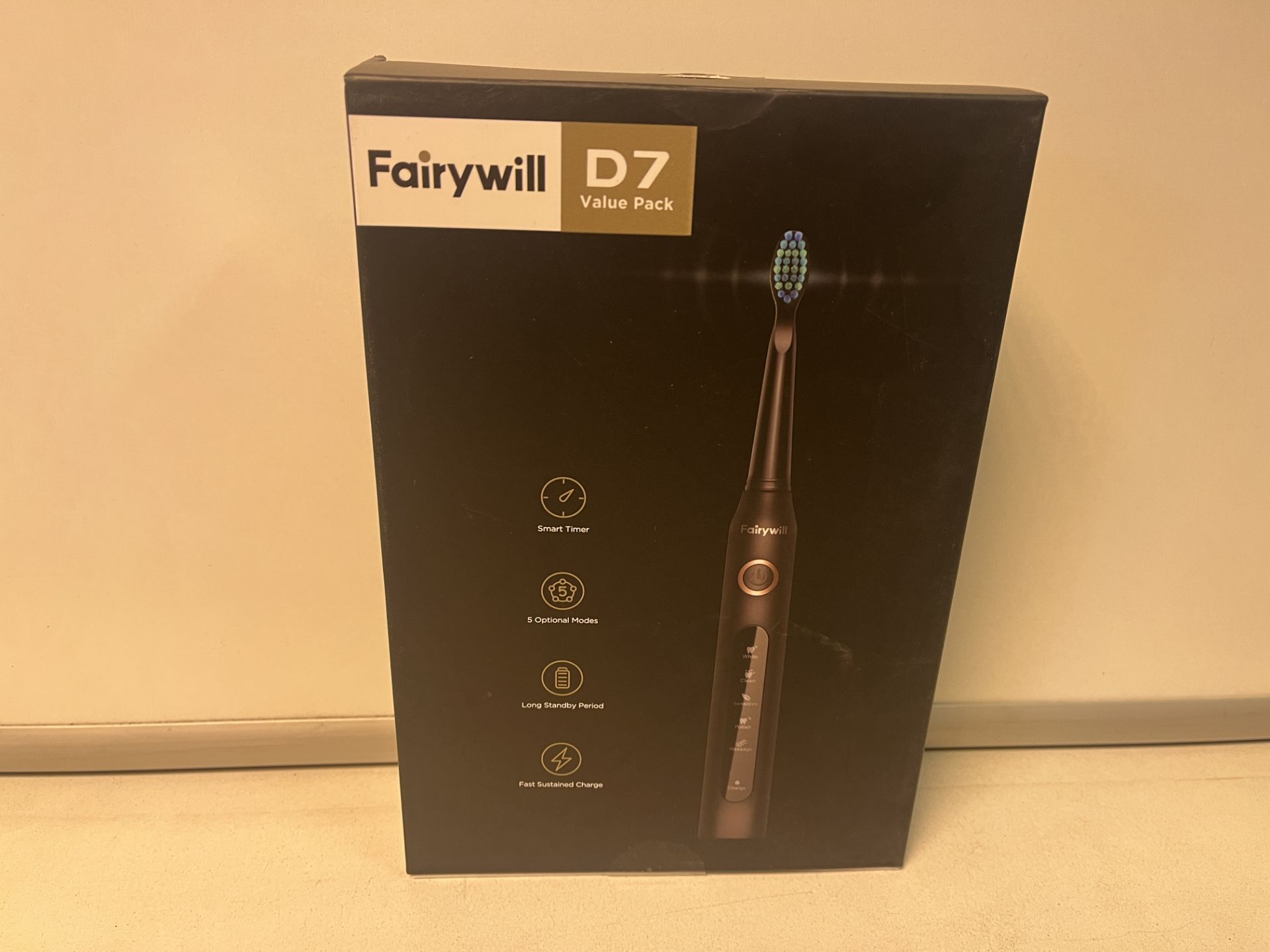 2 X BRAND NEW BOXED FAIRYWELL D7 VALUEPACK SONIC ELECTRIC TOOTHBRUSH SET. SMART TIMER, 5 OPTIONAL