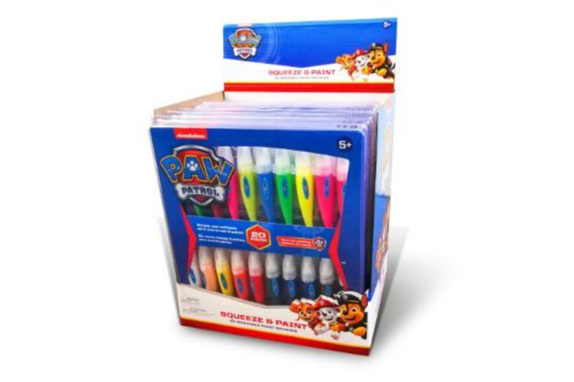 PALLET TO CONTAIN 72 X PACKS OF 20 NICKELODEON PAW PATROL SQUEEZE & PAINT WASHABLE PAINT BRUSH