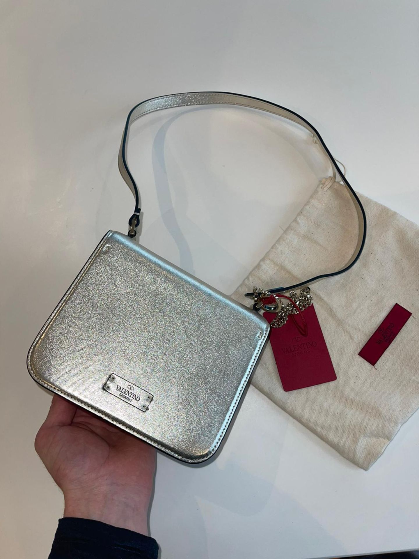 Valentino V SLing Small Shoulder Bag. RRP £1,890. Look stylish in this Silver Small Valentino Bag, - Image 3 of 3