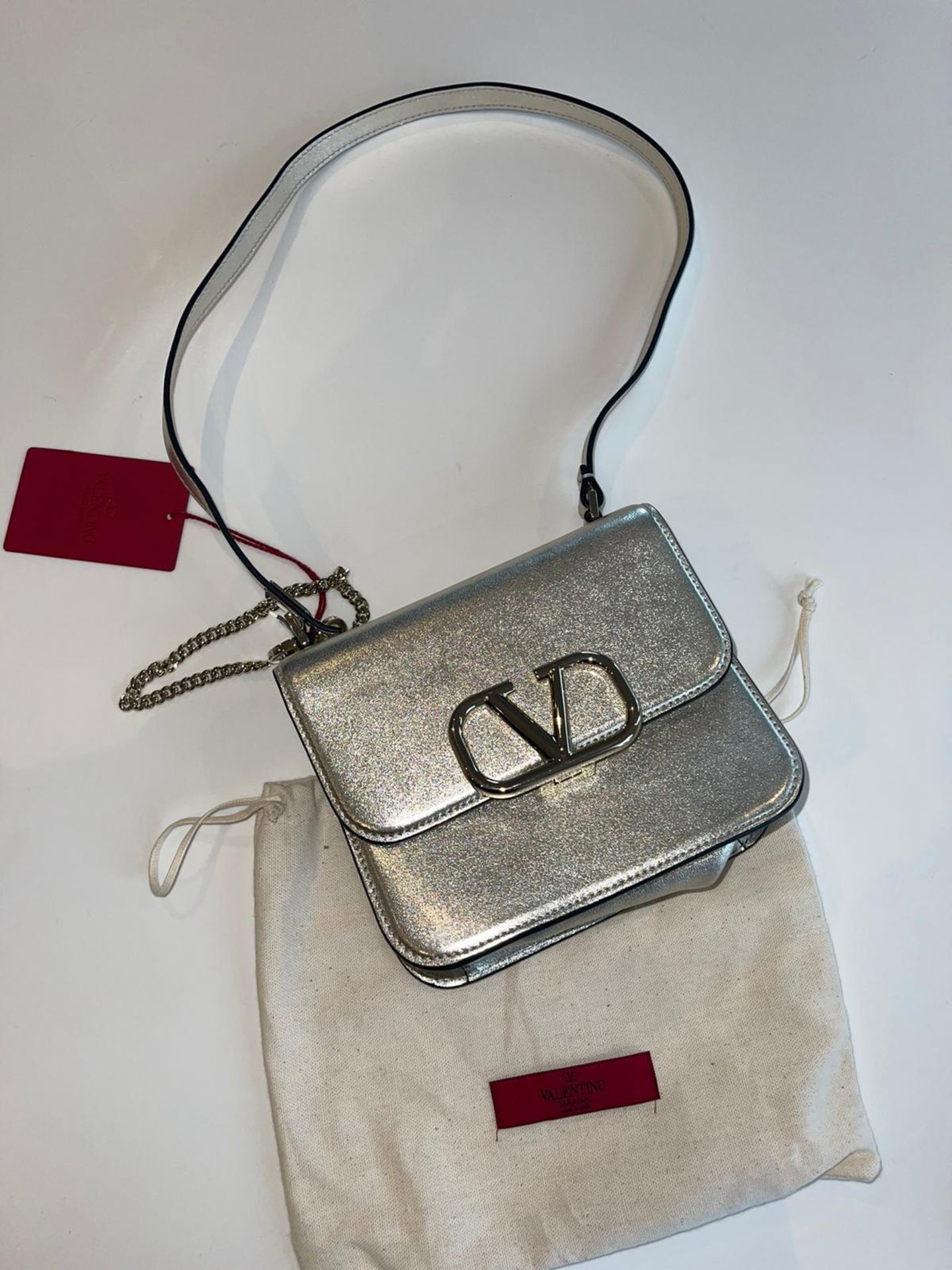 Valentino V SLing Small Shoulder Bag. RRP £1,890. Look stylish in this Silver Small Valentino Bag, - Image 2 of 3