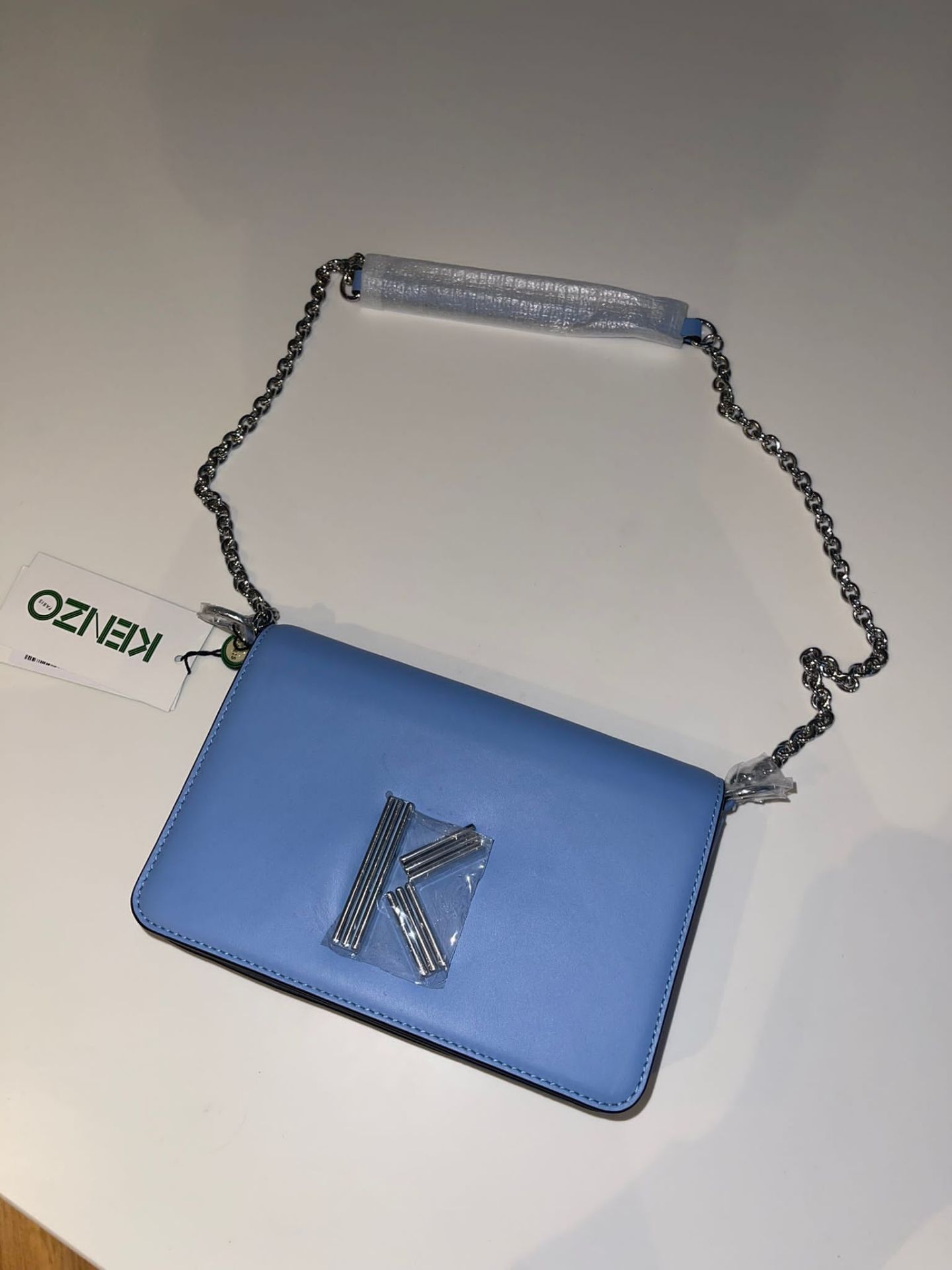 Kenzo Women's Chain Cross Body Bag. RRP £365.00. This Skyblue bag will be a trendsetter, with a