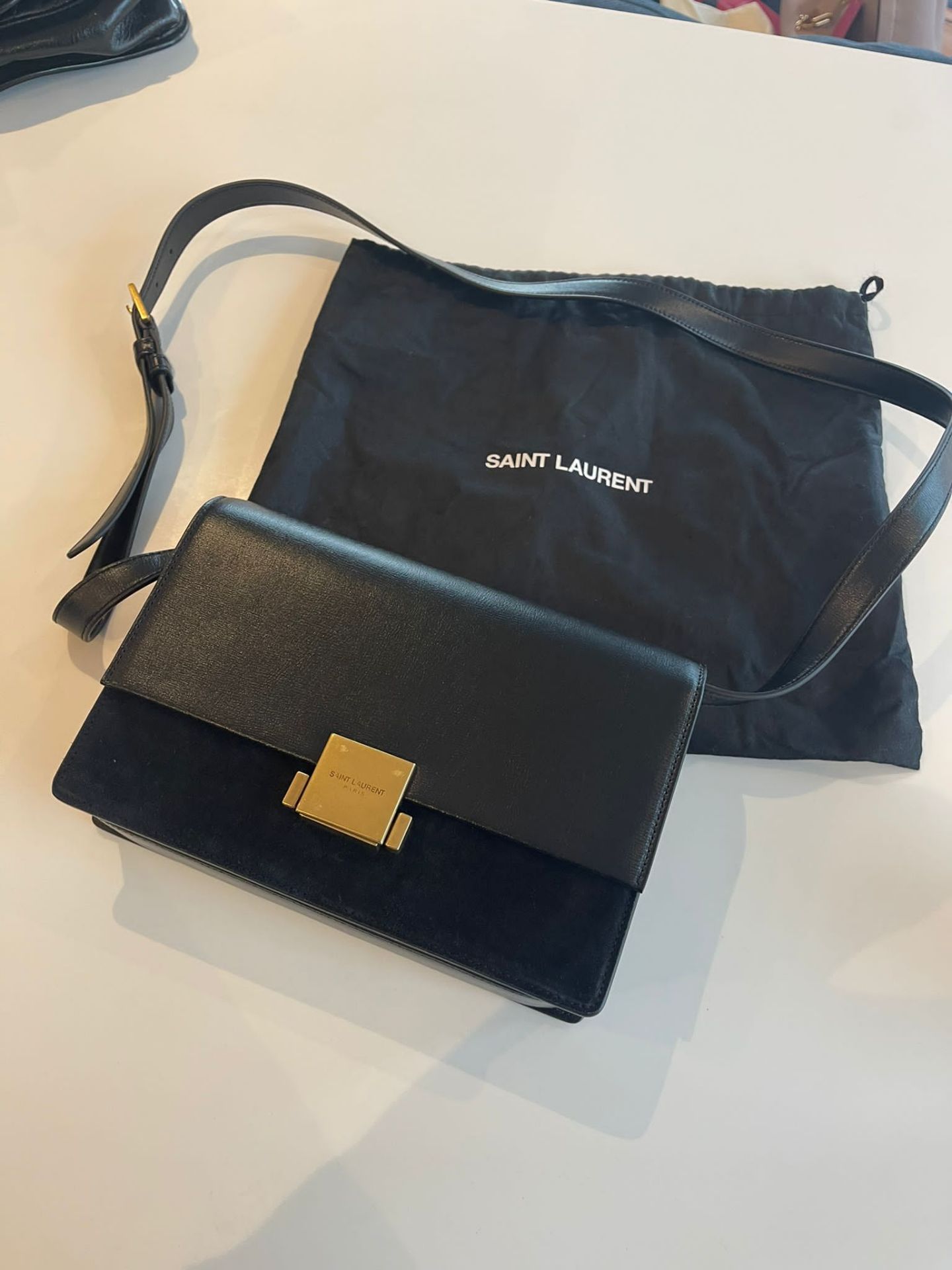 SAINT LAURENT YSL Bellechasse Crossbody Bag Black. RRP £1,475.00. a large open pocket ,an additional - Image 2 of 4