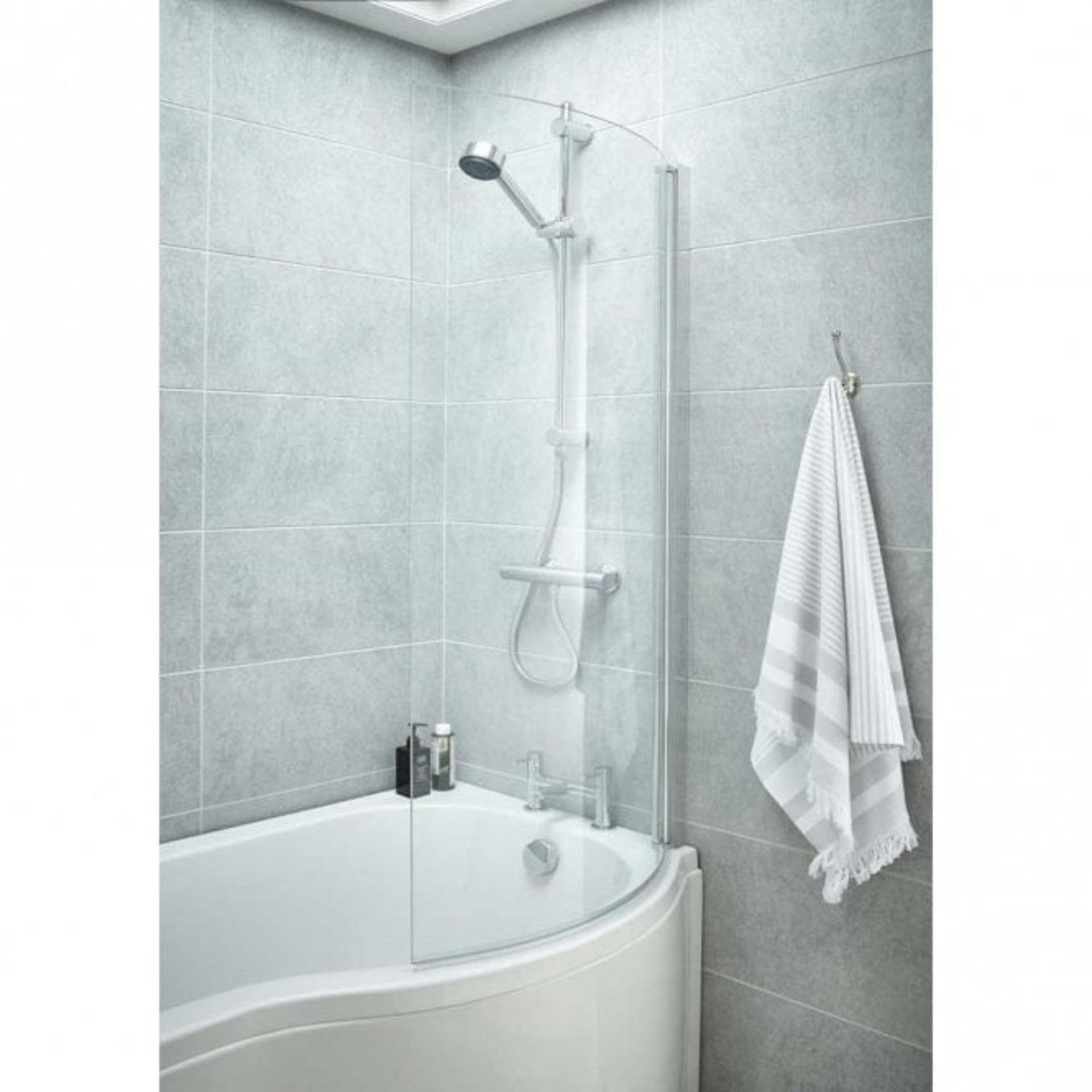 NEW (Z30) Curved P-Bath Screen. RRP £168.00. This screen is made of 6mm toughened safety glass Every
