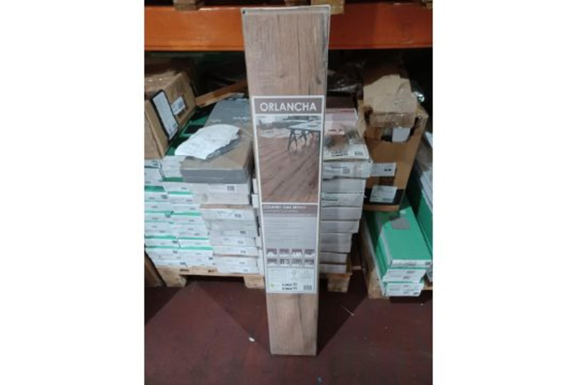 9 x PACKS OF Orlancha Oak effect Laminate Flooring. Each pack contains 1.746m2, giving this lot a
