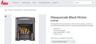 TRADE LOT 4 x Brand New Dimplex Masquerade Black Nickel RRP £549.00 each. The Masquerade Dimension