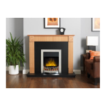 New - Robinson Willey Wycombe Electric Fire Suite. RRP £599.99. Natural oak surround Brass