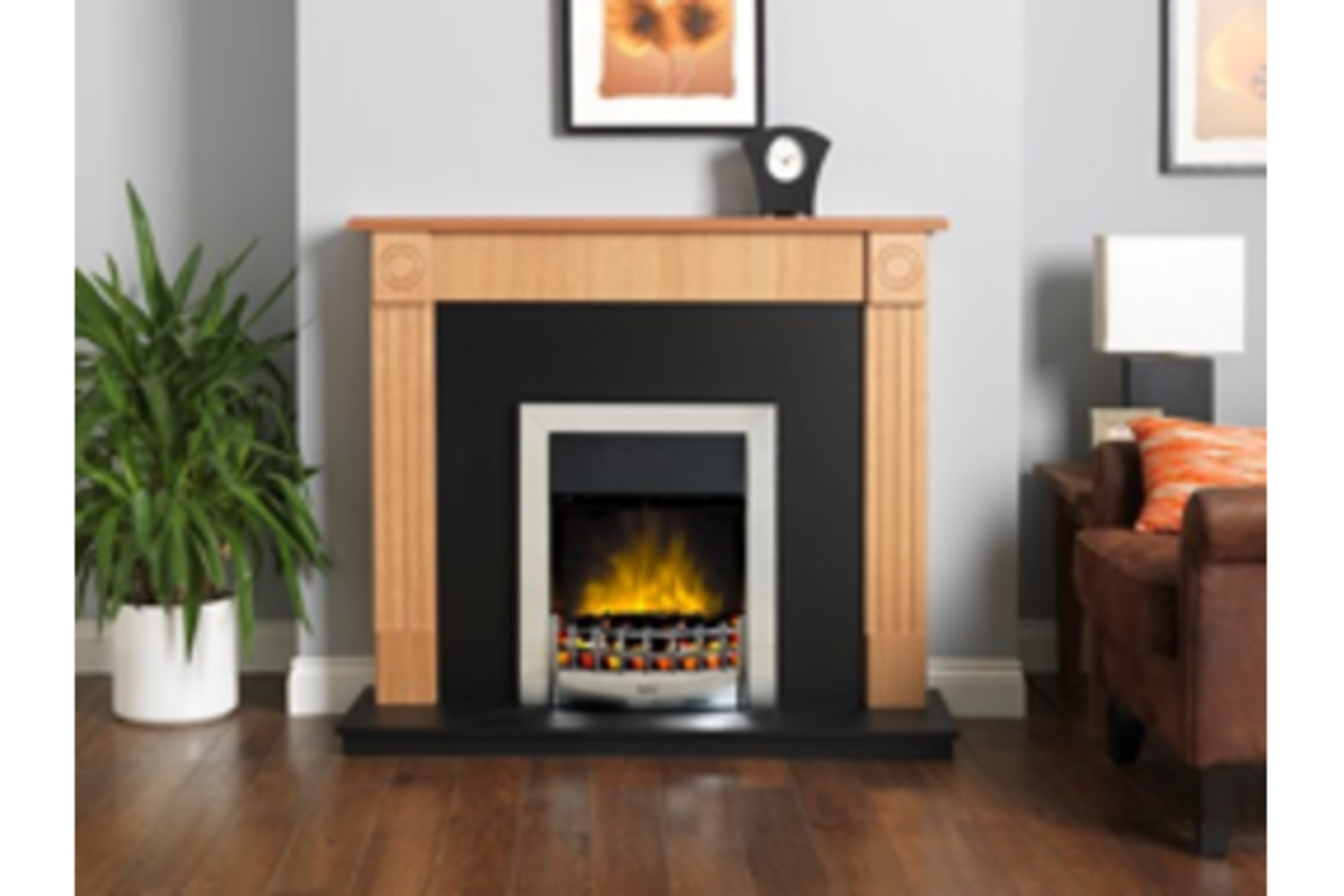 TRADE LOT 2 x New - Robinson Willey Wycombe Electric Fire Suite. RRP £599.99 each. Natural oak